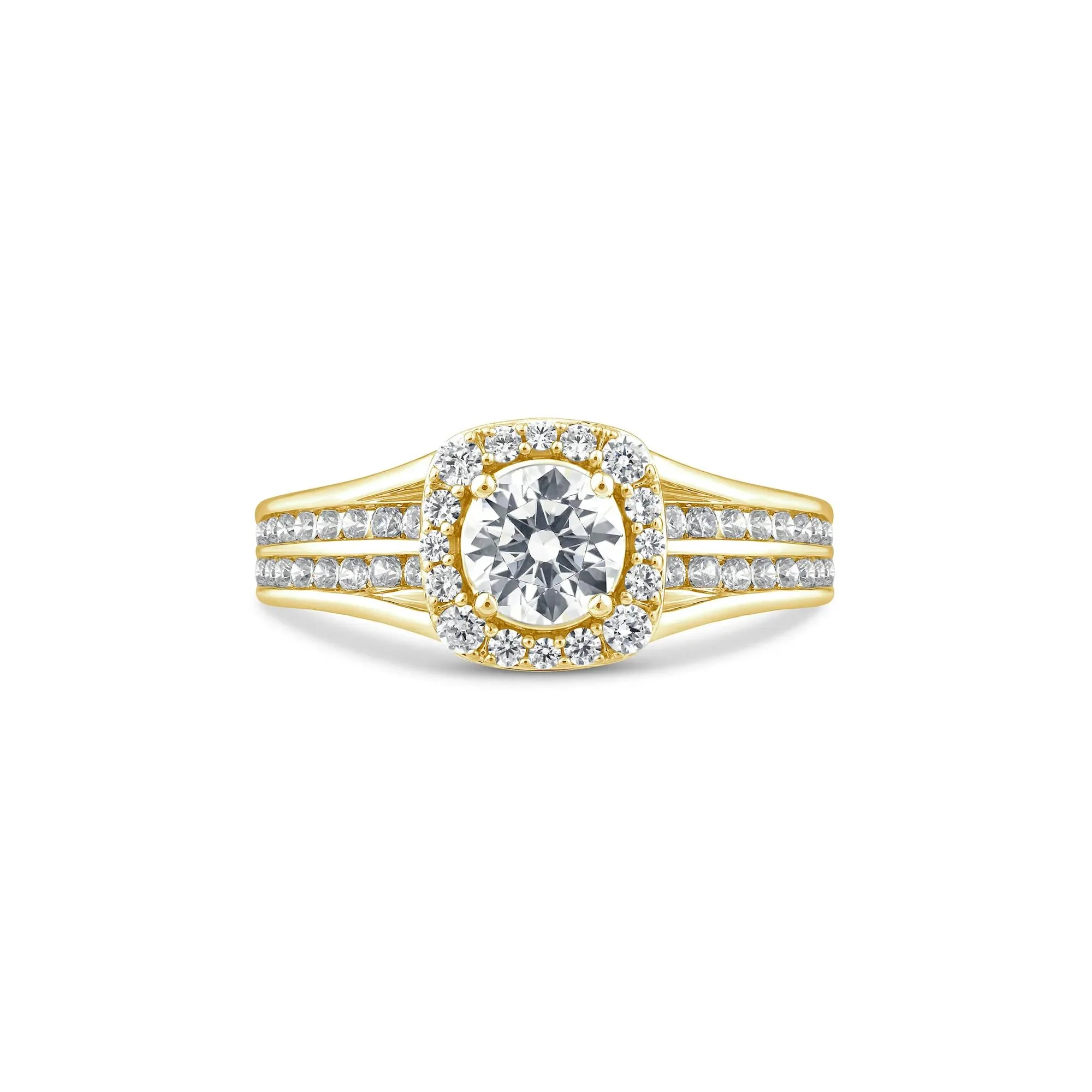 1/4 CT. Tw. Lab Grown Diamond Halo Engagement Ring 10K Yellow Gold Round Brilliant Cut Size 6.5