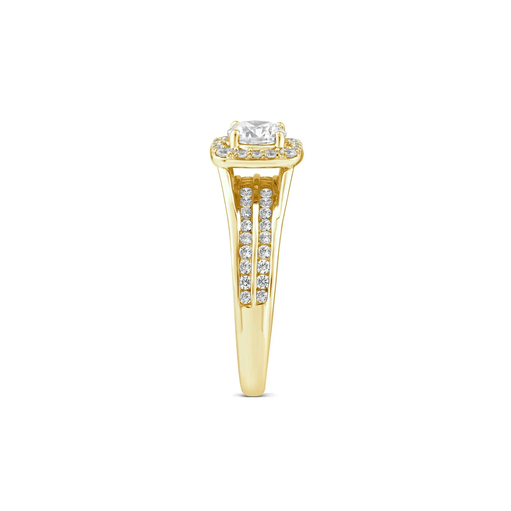 1/4 CT. Tw. Lab Grown Diamond Halo Engagement Ring 10K Yellow Gold Round Brilliant Cut Size 9 - Image 3