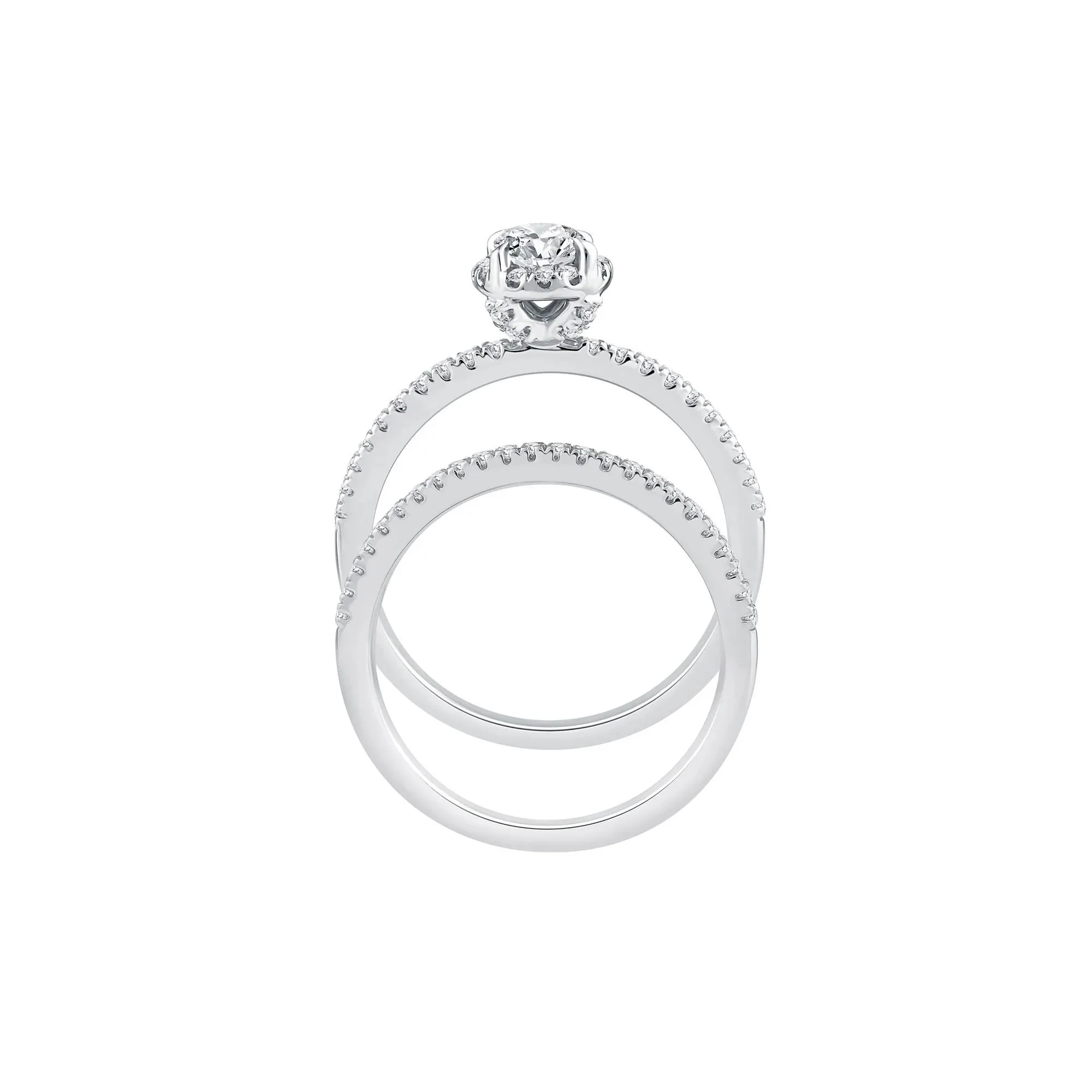 1 CT. Tw. Lab Grown Diamond Oval Center Bridal Set 10K White Gold Ring Size 9 - Image 2