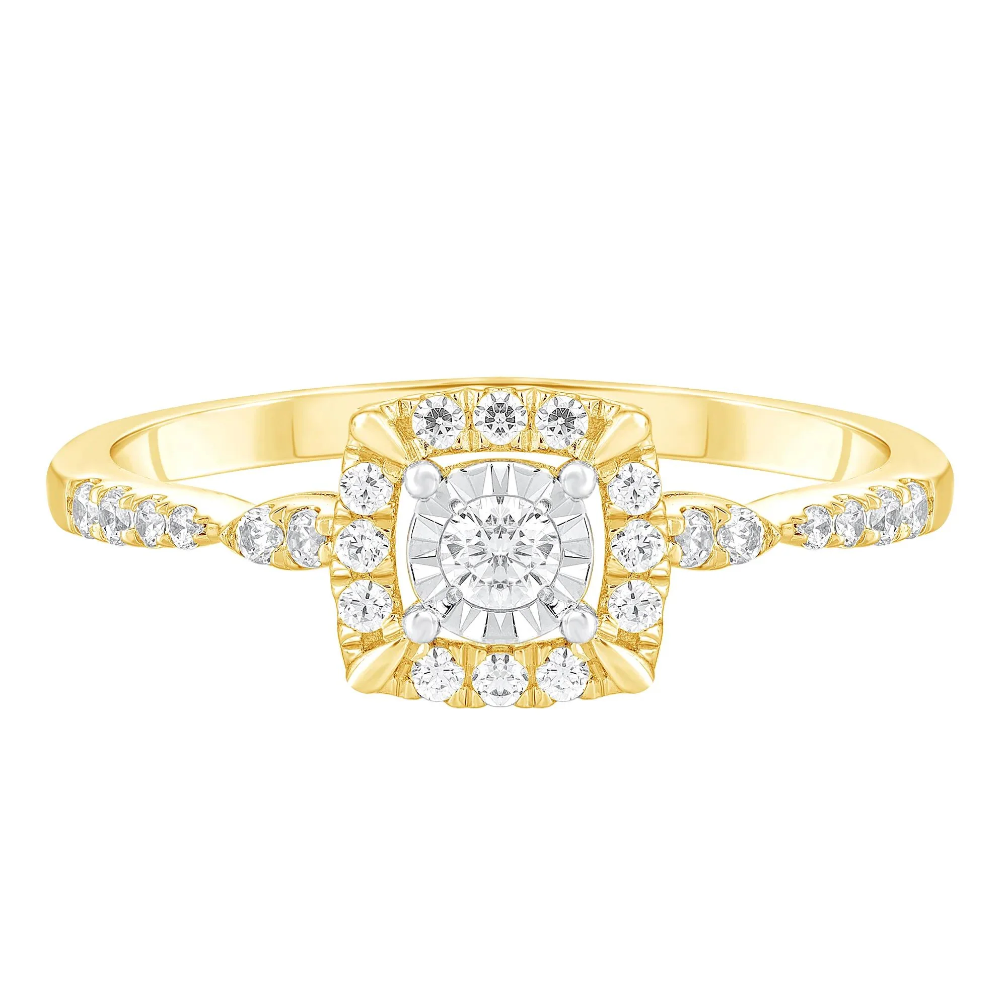1/4 CT. Tw. Diamond Promise Ring 10K Yellow Gold Round Brilliant Cut Size 6