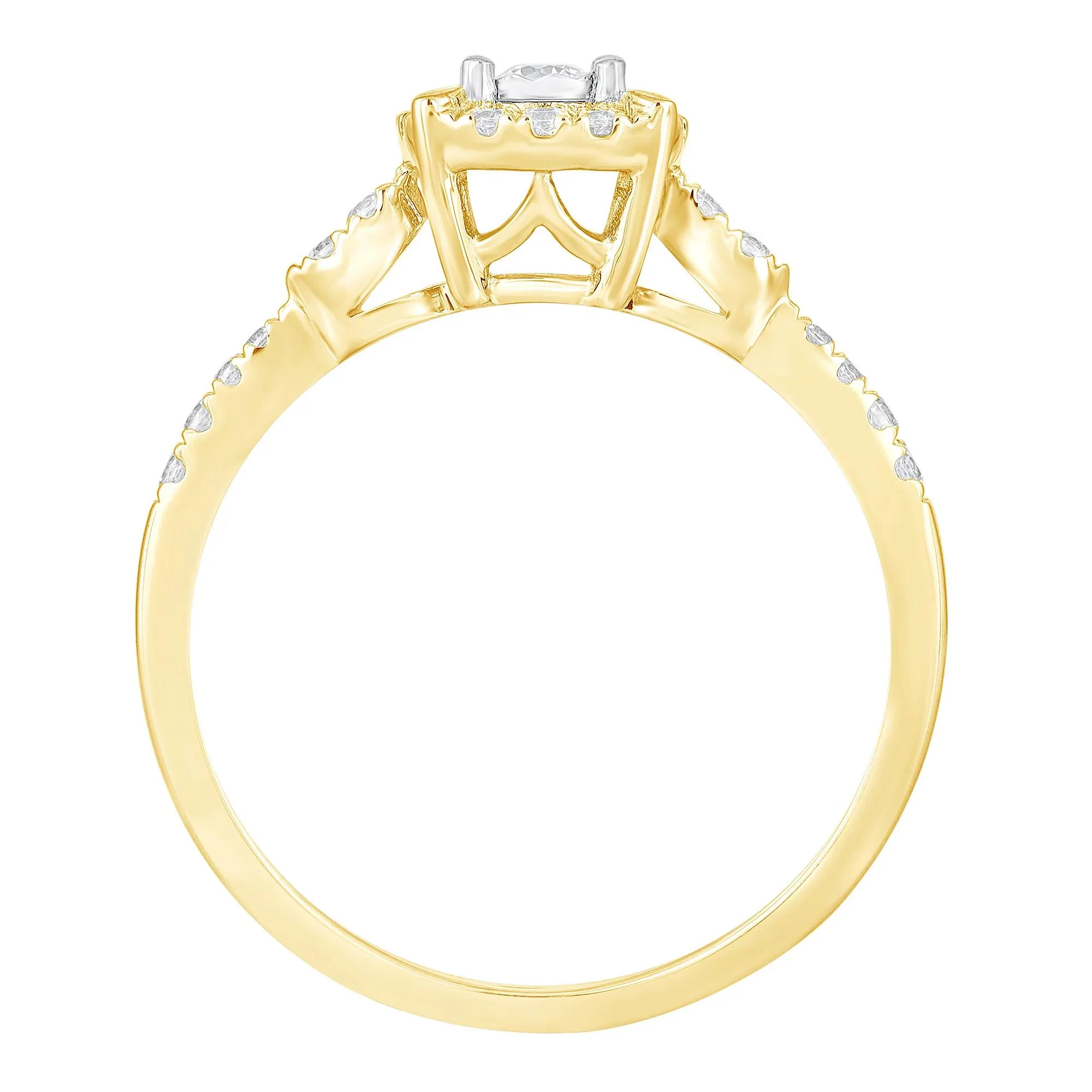 1/4 CT. Tw. Diamond Promise Ring 10K Yellow Gold Round Brilliant Cut Size 9 - Image 2