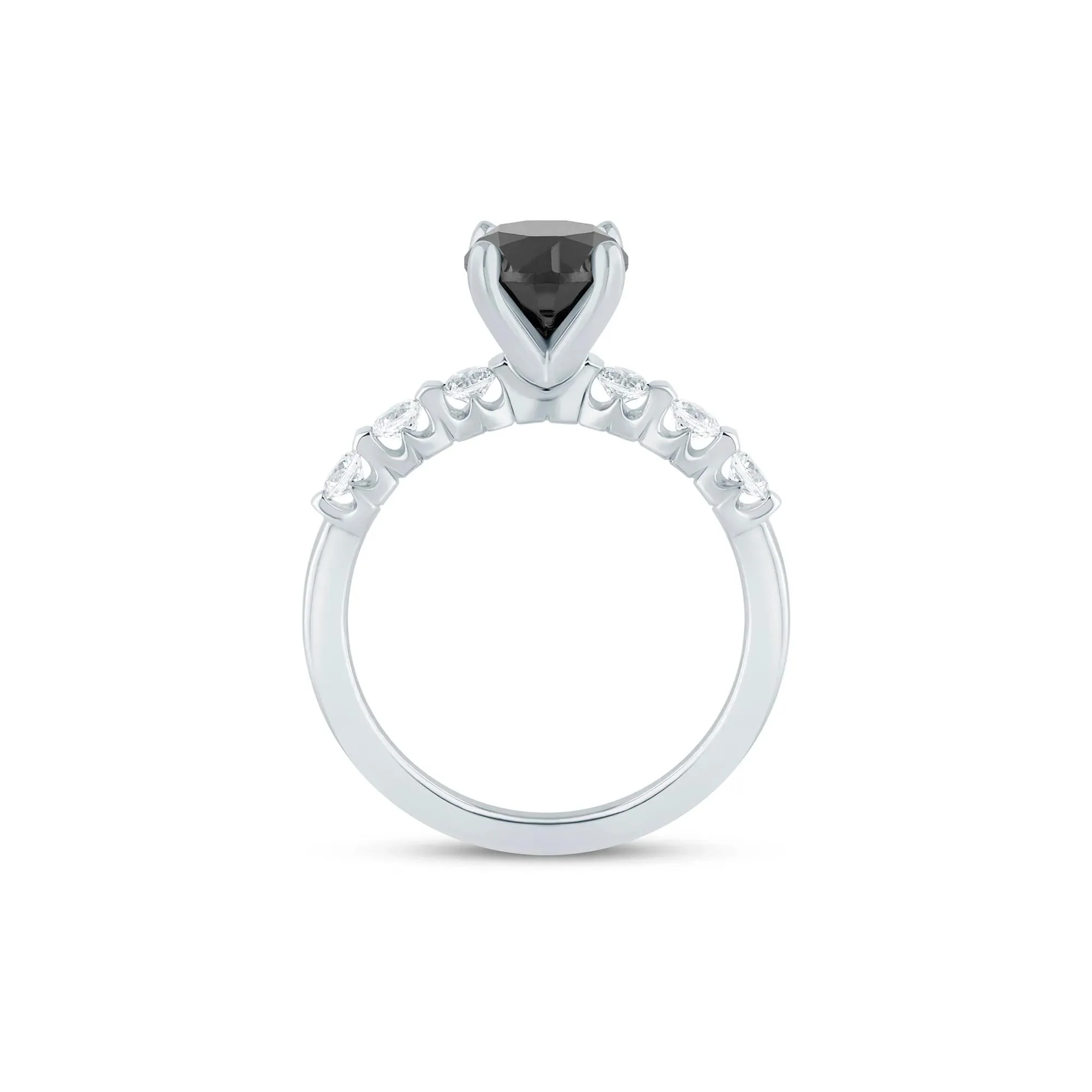 2 3/8 CT. Tw. Black Diamond Engagement Ring 14K White Gold Size 7.5 2mm