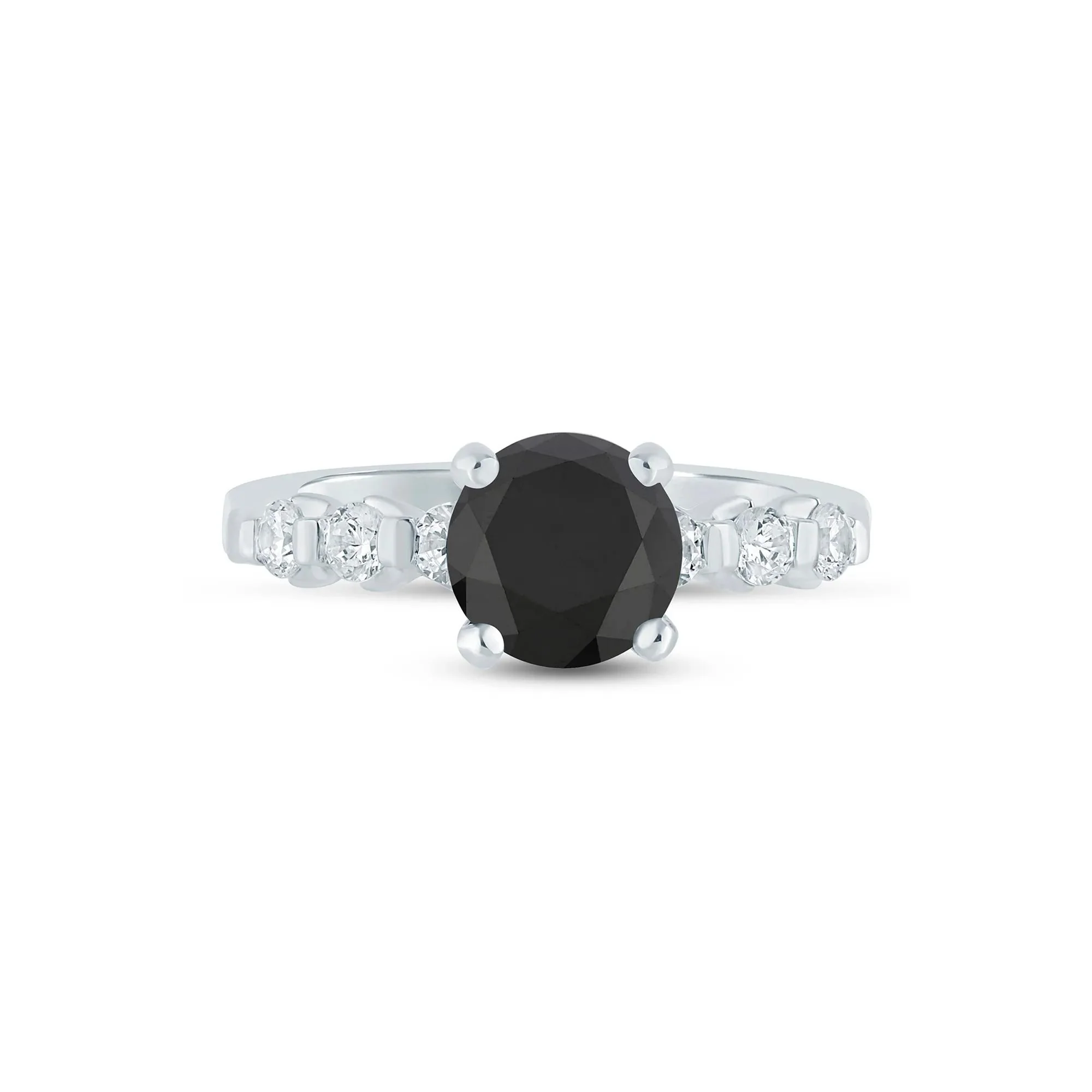 2 3/8 CT. Tw. Black Diamond Engagement Ring 14K White Gold Size 9 2mm - Image 2