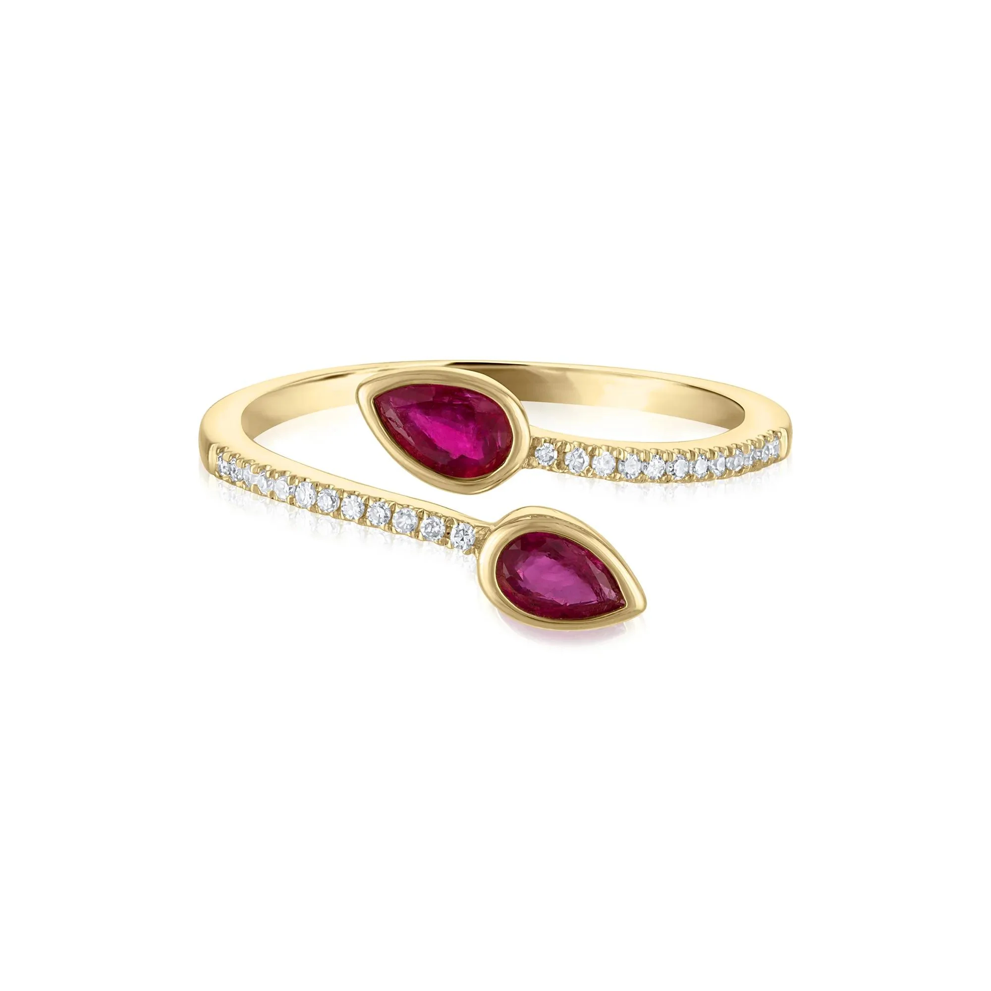 1/10 CT. Tw. Diamond and Ruby Wrap Ring 10K Yellow Gold Size 6.5 1.5mm