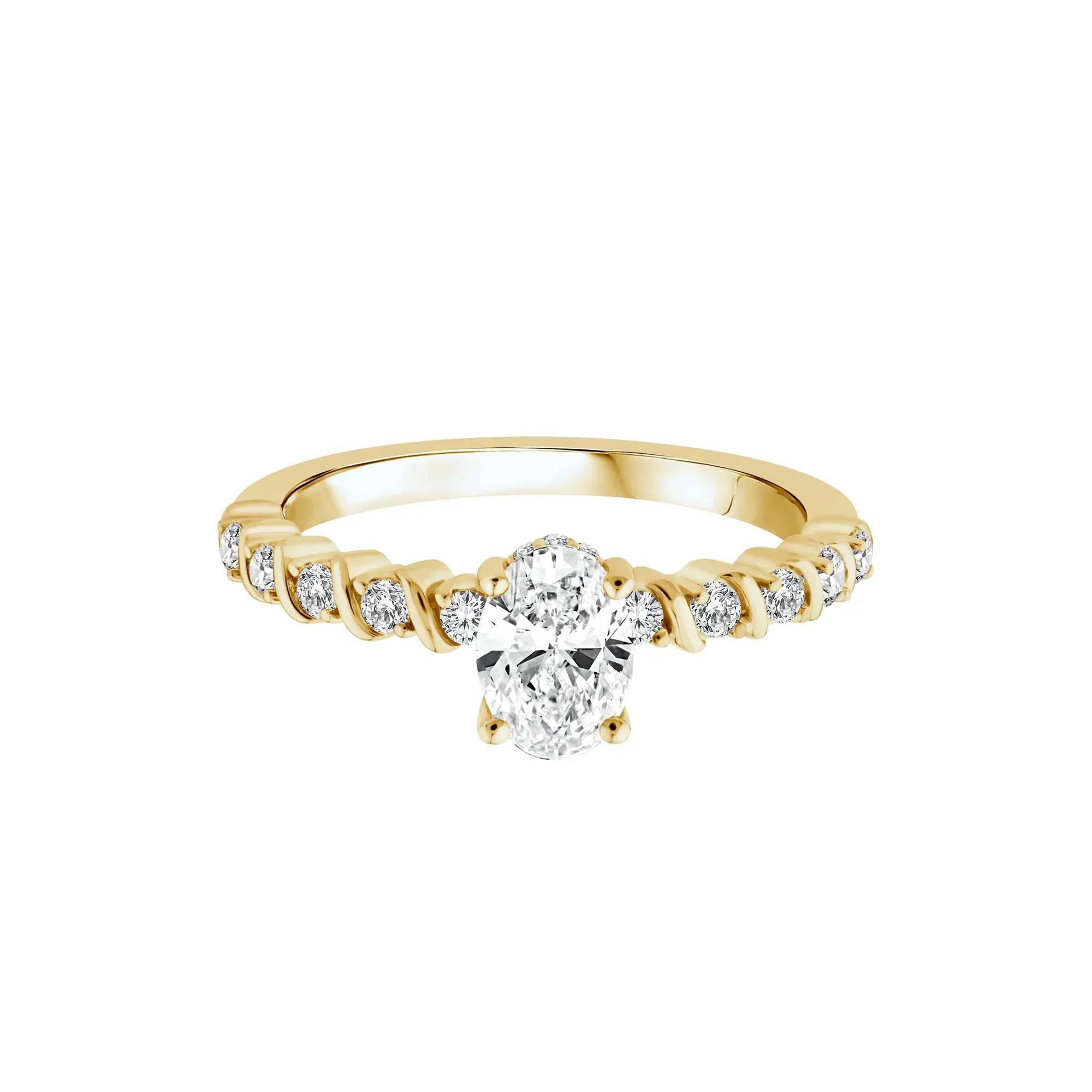 1 CT. Tw. Lab Grown Oval Diamond Engagement Ring 10K Yellow Gold Size 8.5