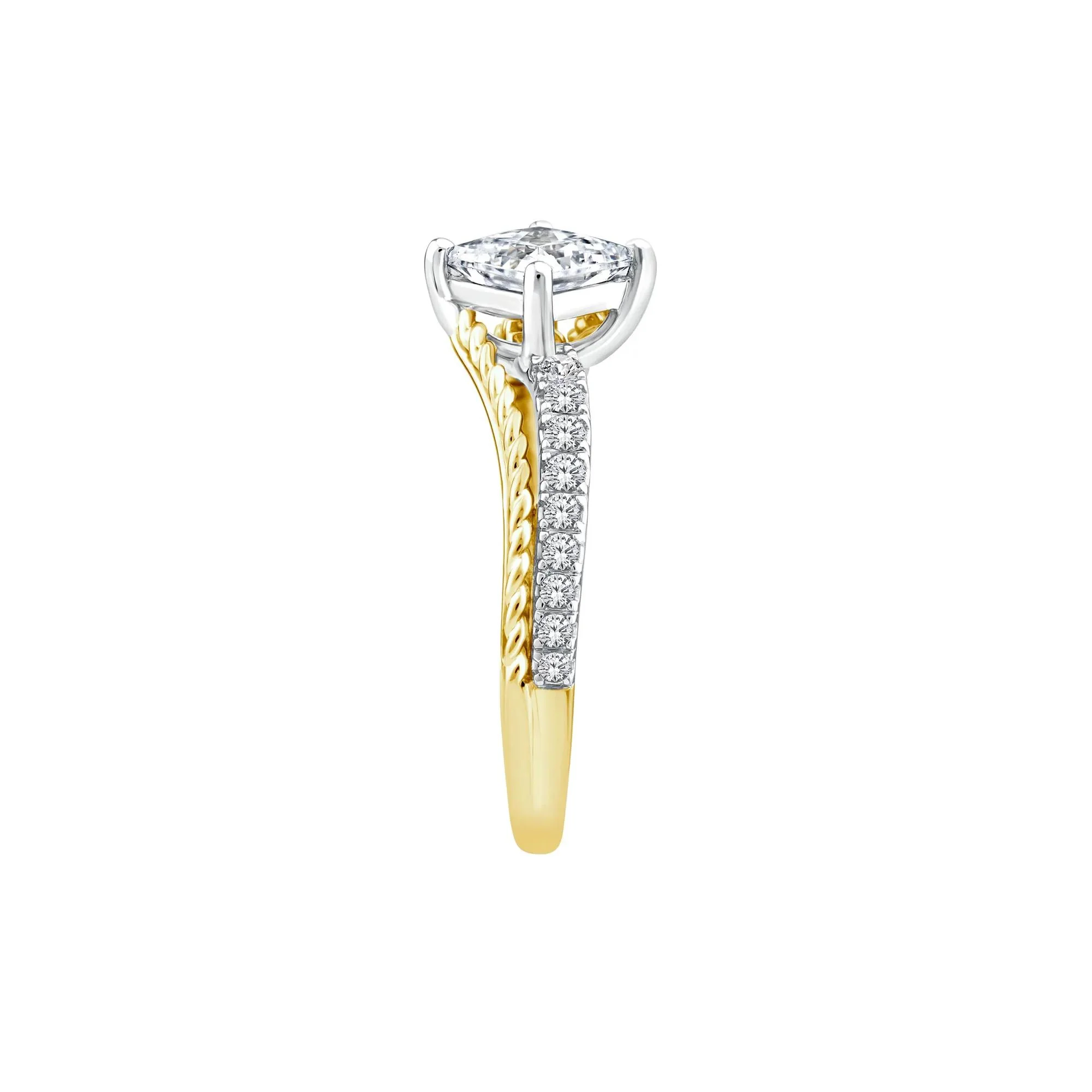 1/4 CT. Tw. Lab Grown Diamond Engagement Ring 14K Yellow and White Gold Size 6 - Image 2