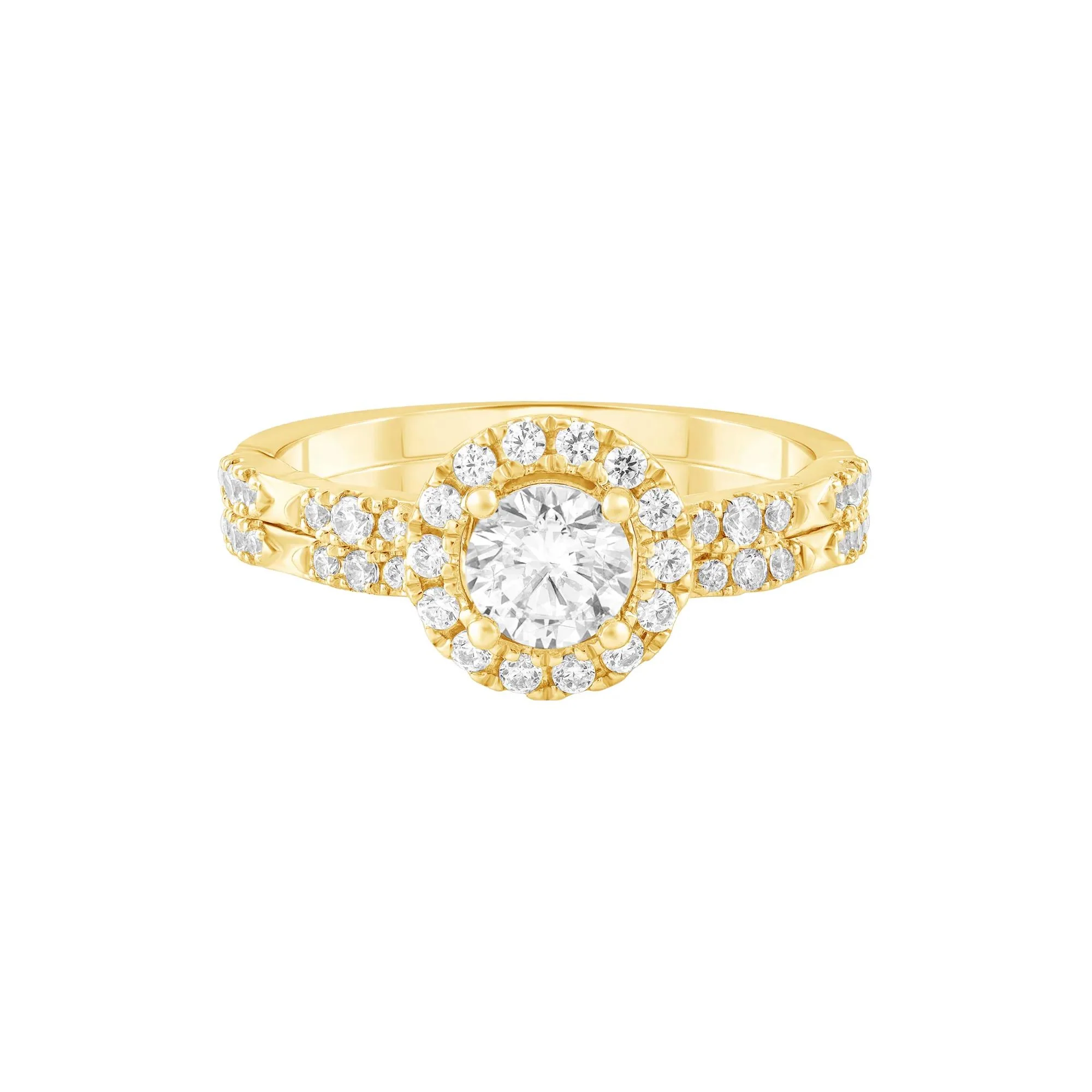 1 CT. Tw. Diamond Halo Engagement Ring 14K Yellow Gold Size 7 1.5mm