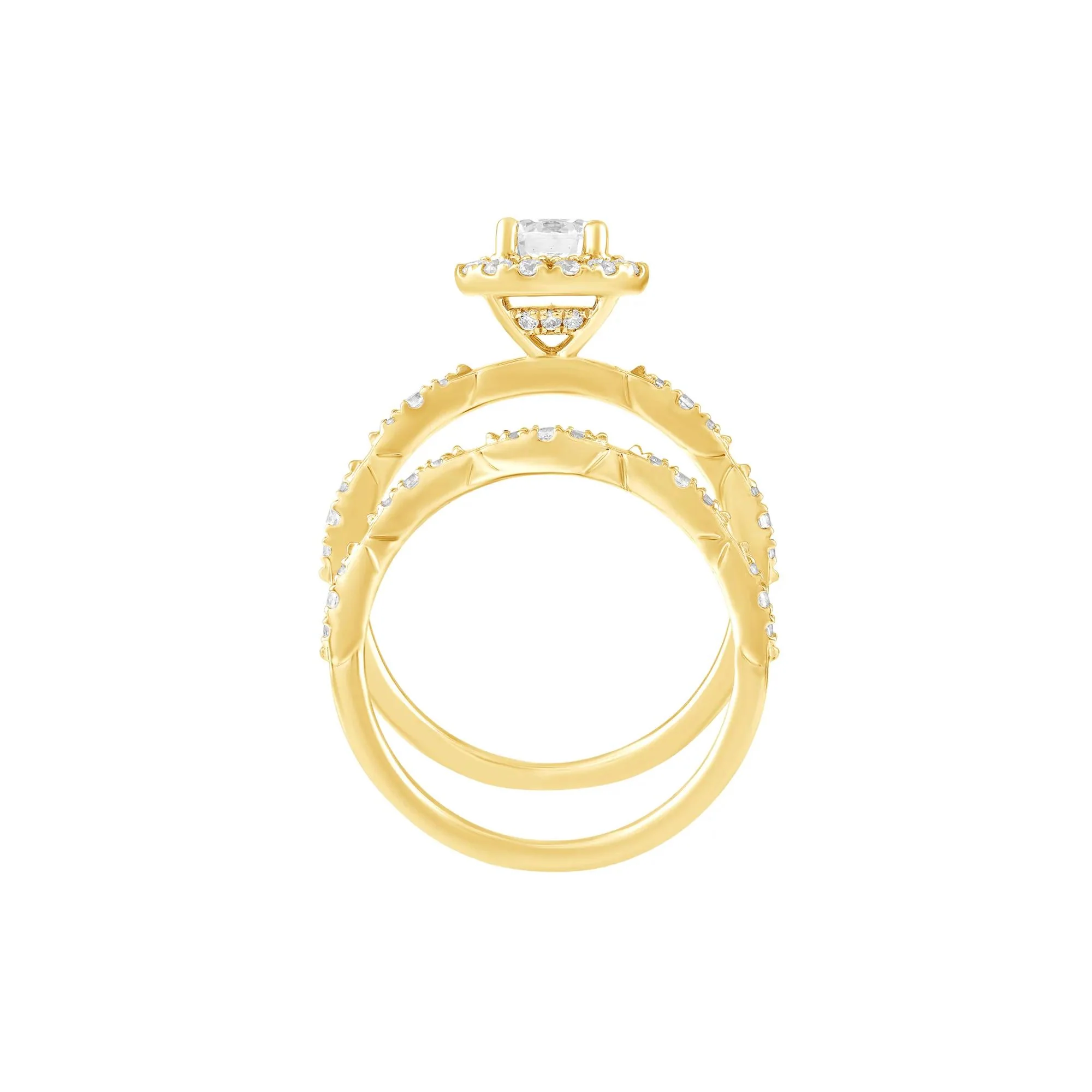 1 CT. Tw. Diamond Halo Engagement Ring 14K Yellow Gold Size 7 1.5mm - Image 4