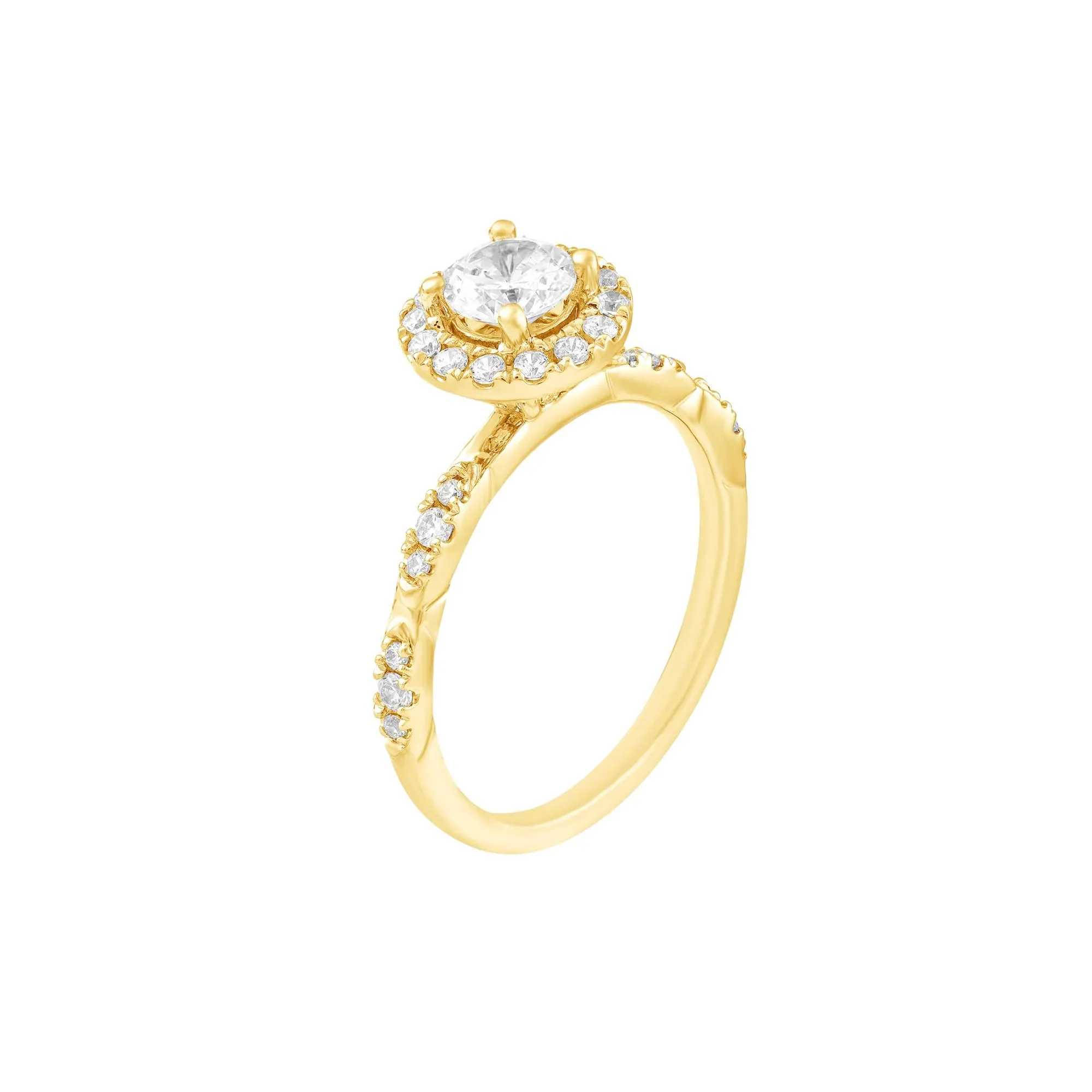 1 CT. Tw. Diamond Halo Engagement Ring 14K Yellow Gold Size 7 1.5mm - Image 5