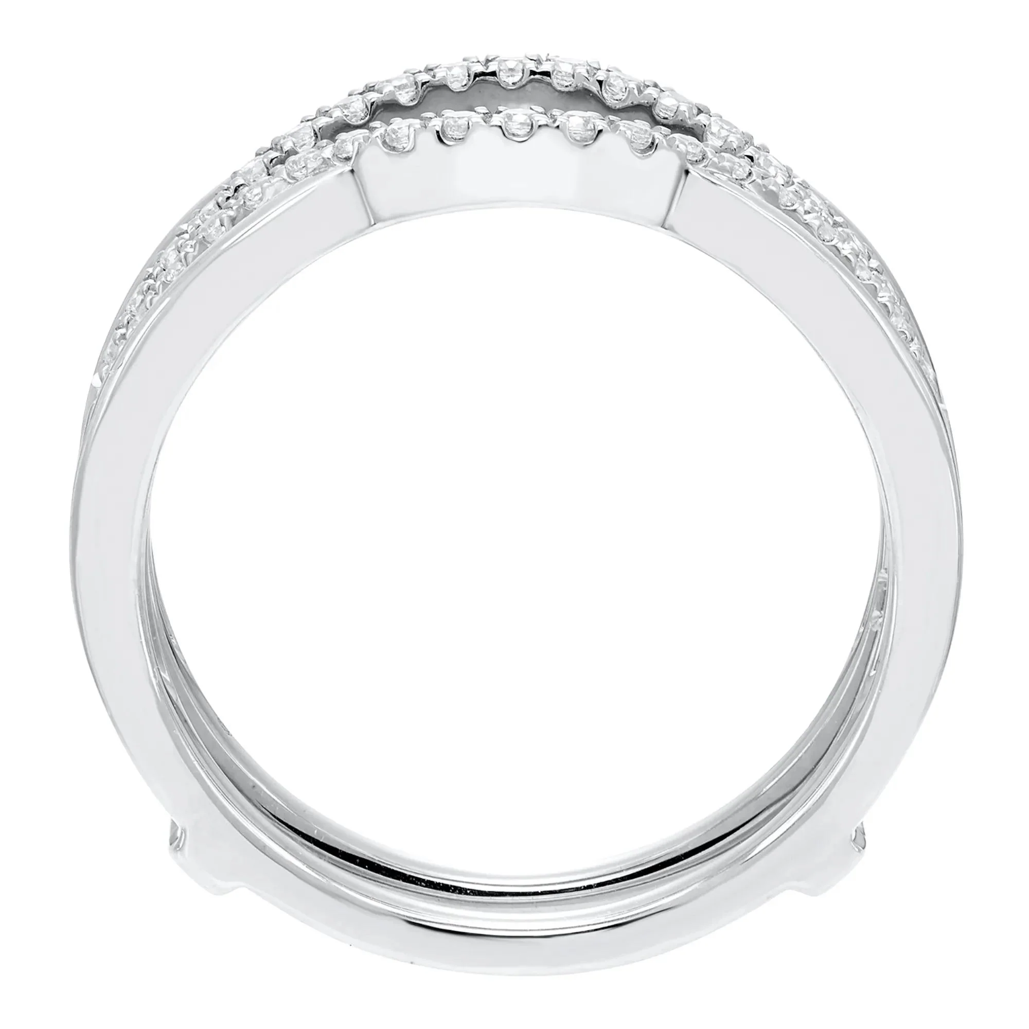 1/4 CT. Tw. Diamond Contoured Ring Insert 10K White Gold Size 6 - Image 2