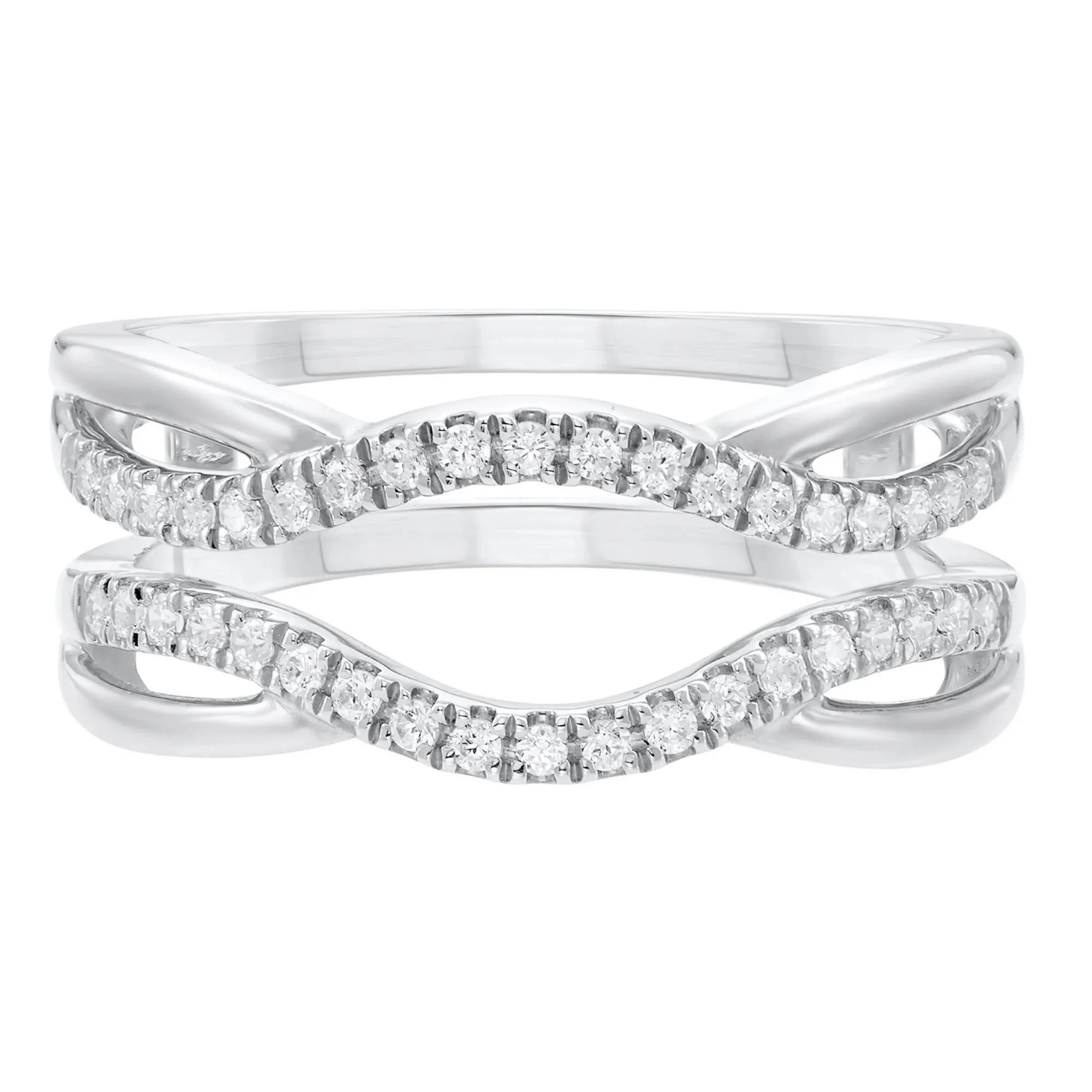 1/4 CT. Tw. Diamond Contoured Ring Insert 10K White Gold Size 7.5