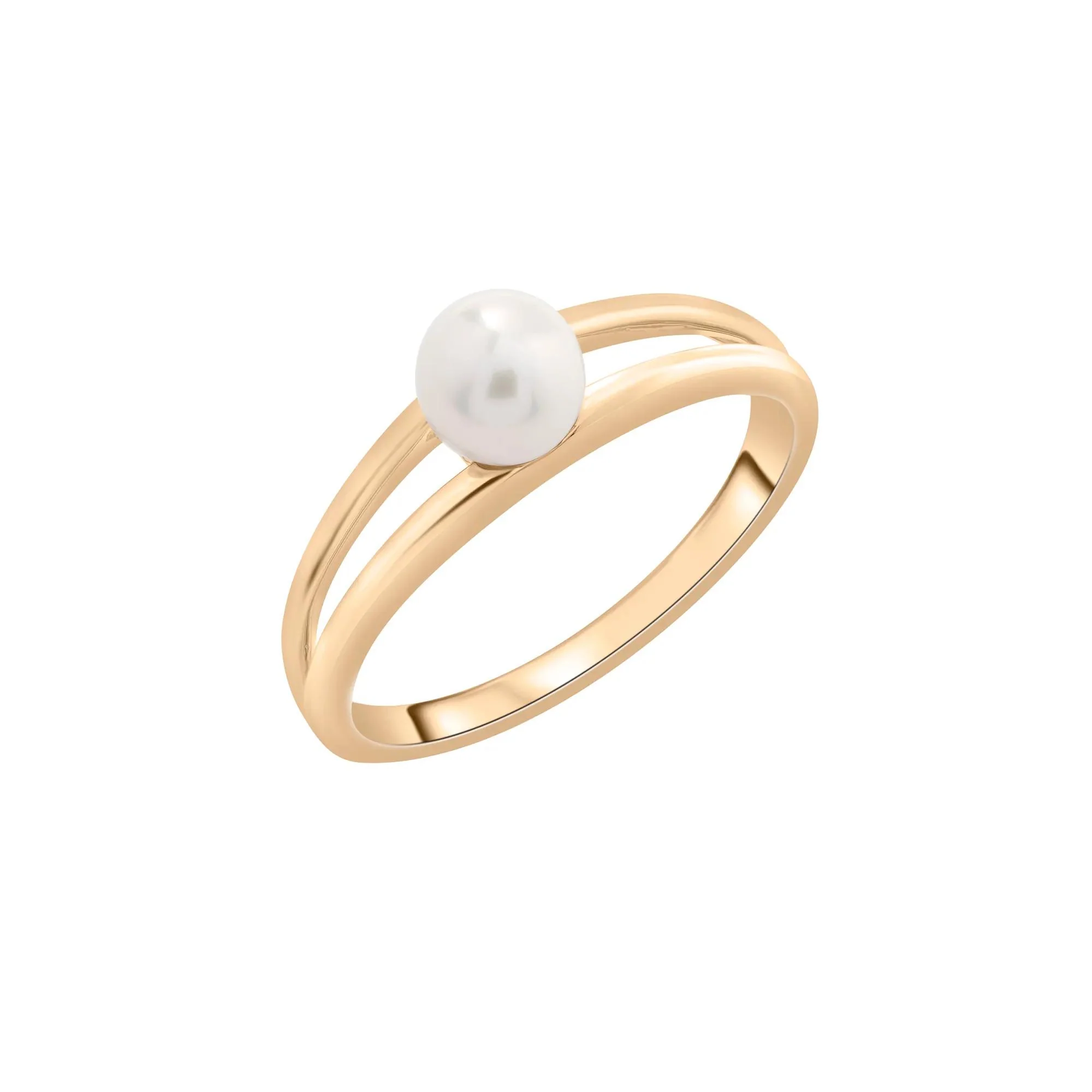 Freshwater Cultured Pearl Mini Split Shank Ring 10K Yellow Gold Size 10 1mm - Image 5