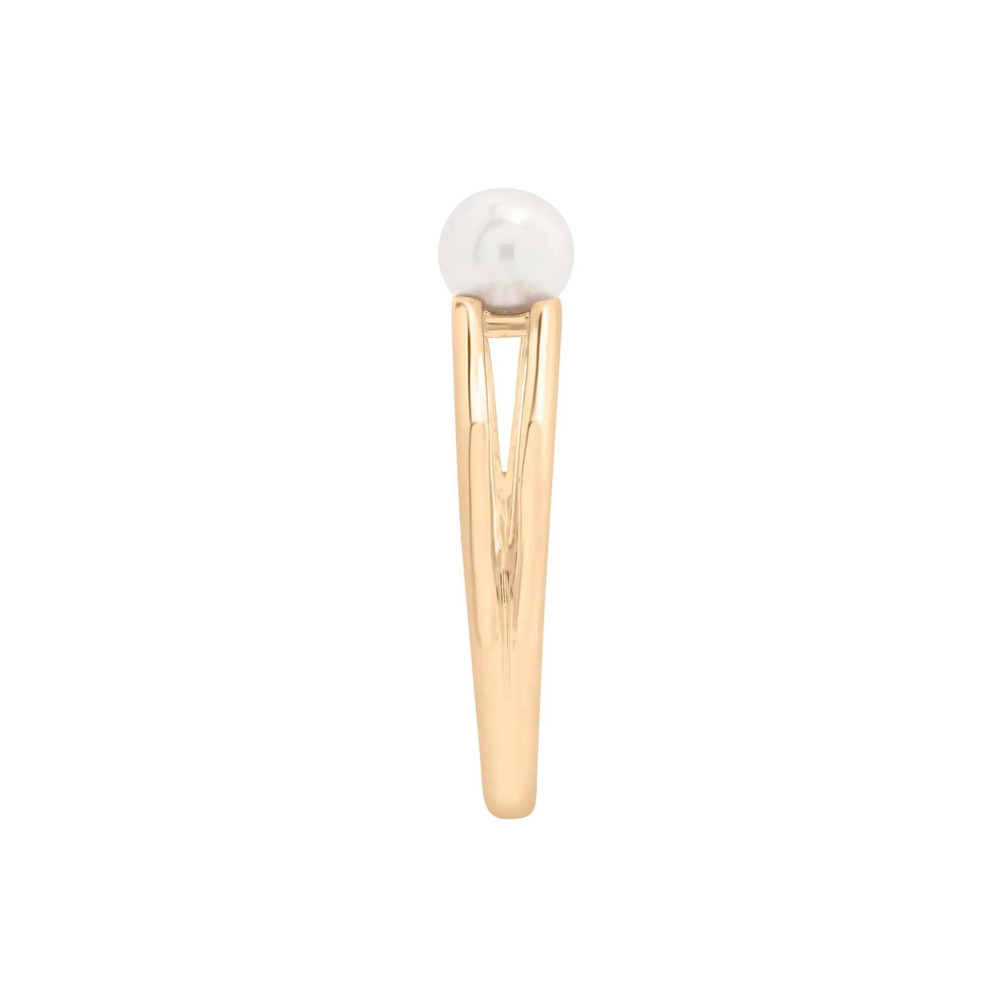Freshwater Cultured Pearl Mini Split Shank Ring 10K Yellow Gold Size 7 1mm