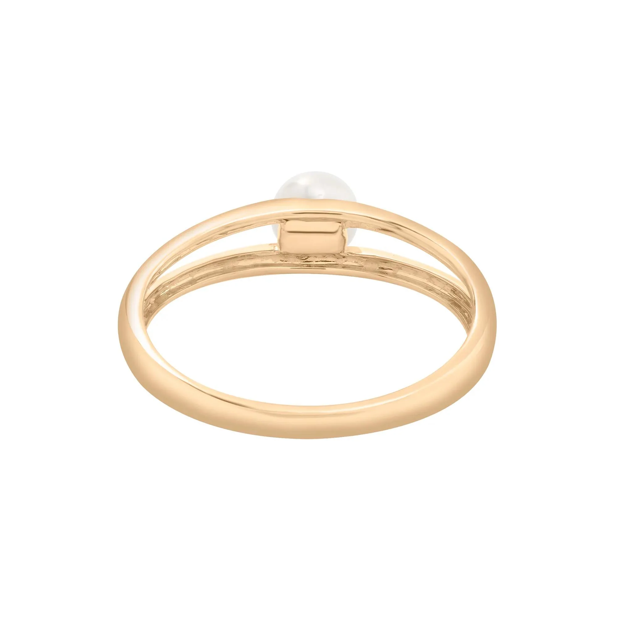 Freshwater Cultured Pearl Mini Split Shank Ring 10K Yellow Gold Size 7 1mm - Image 2