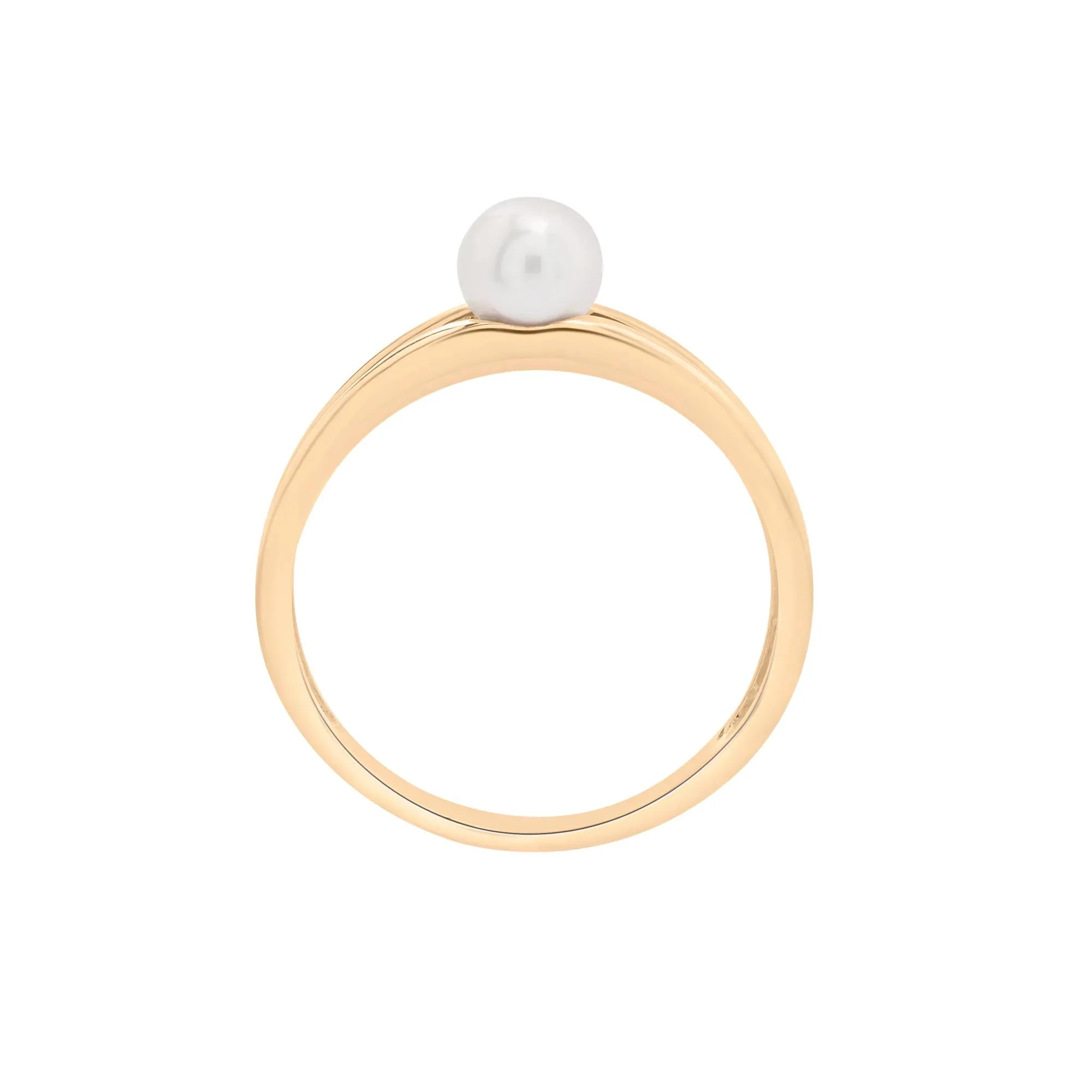 Freshwater Cultured Pearl Mini Split Shank Ring 10K Yellow Gold Size 7.5 1mm - Image 4
