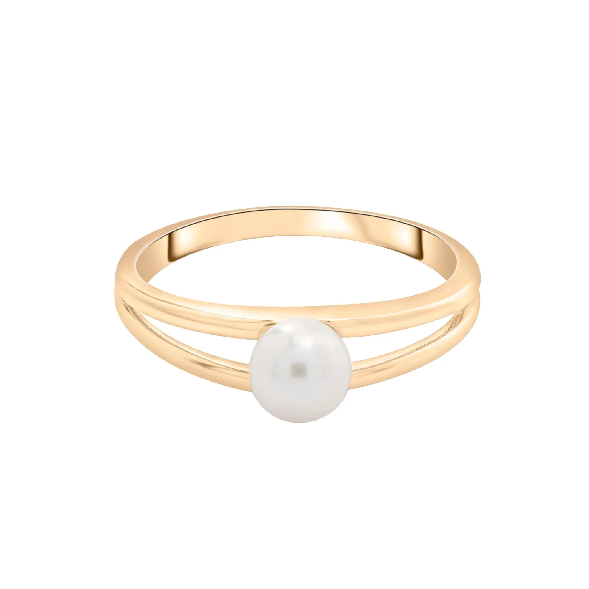 Freshwater Cultured Pearl Mini Split Shank Ring 10K Yellow Gold Size 9 1mm - Image 3