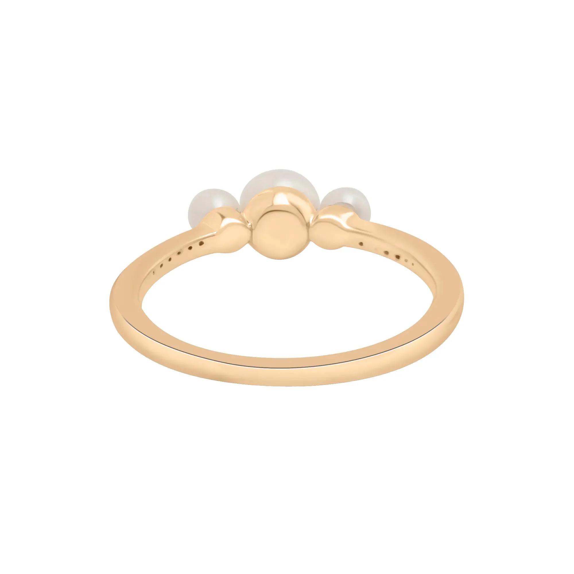 Freshwater Pearl and Diamond Accent Three-Stone Ring 10K Yellow Gold Size 6 1.5mm - Image 3