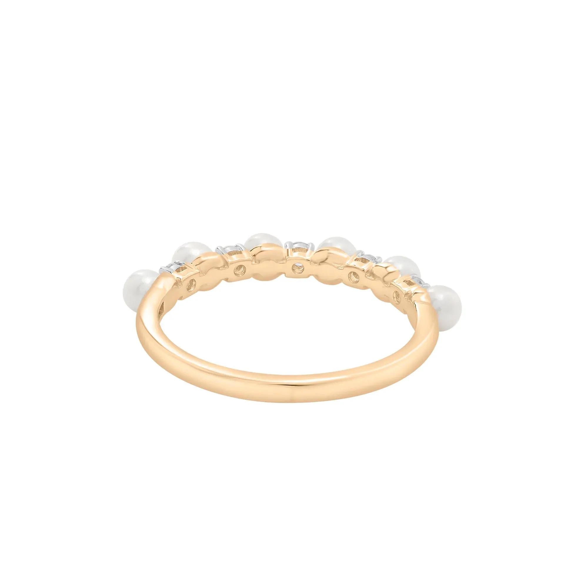 Freshwater Pearl and Lab-Created White Sapphire Ring 10K Yellow Gold Size 6 1.5mm - Image 4