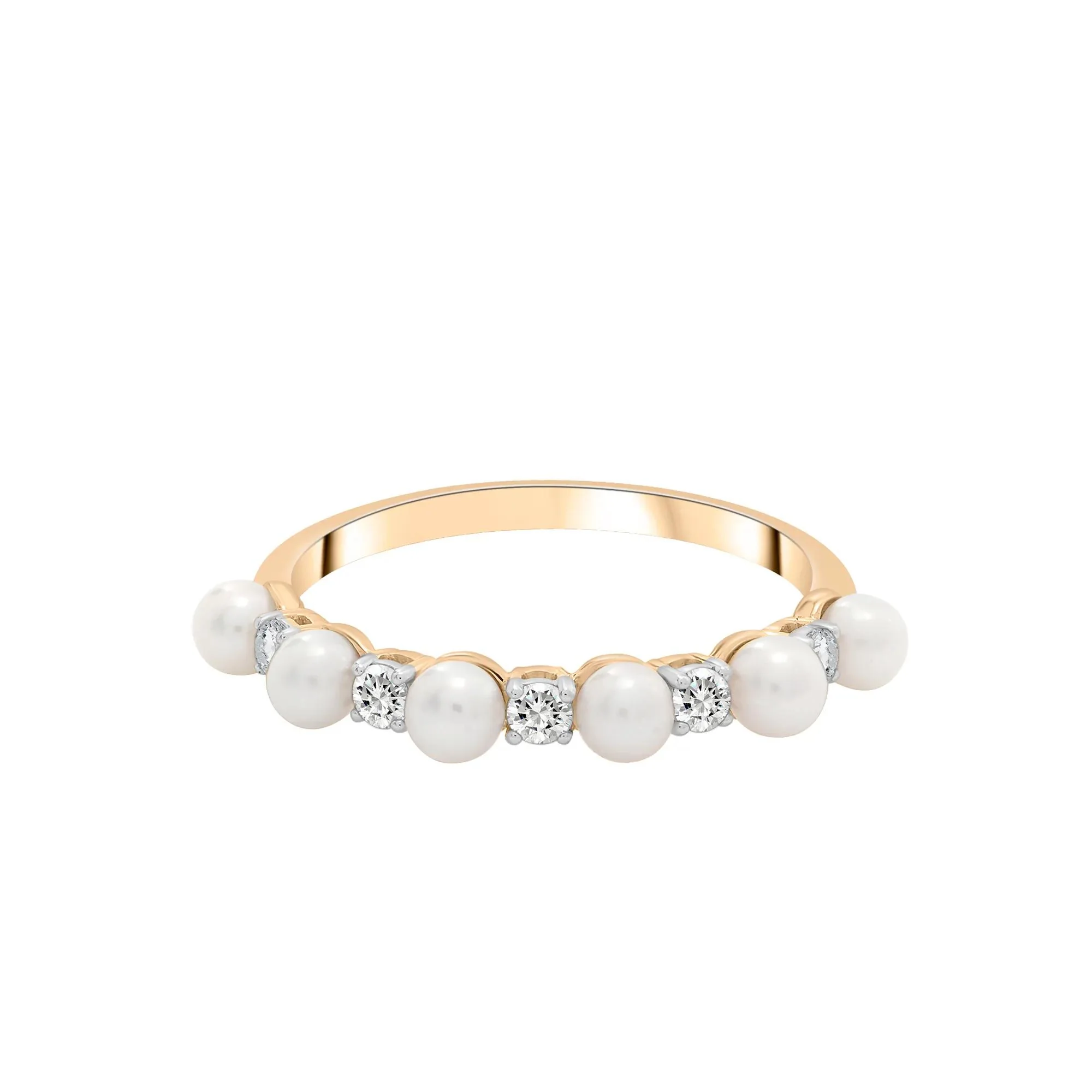 Freshwater Pearl and Lab-Created White Sapphire Ring 10K Yellow Gold Size 7 1.5mm