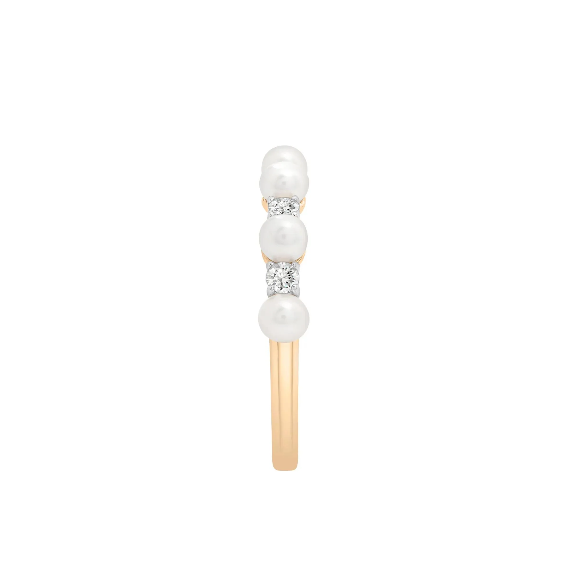 Freshwater Pearl and Lab-Created White Sapphire Ring 10K Yellow Gold Size 7 1.5mm - Image 2