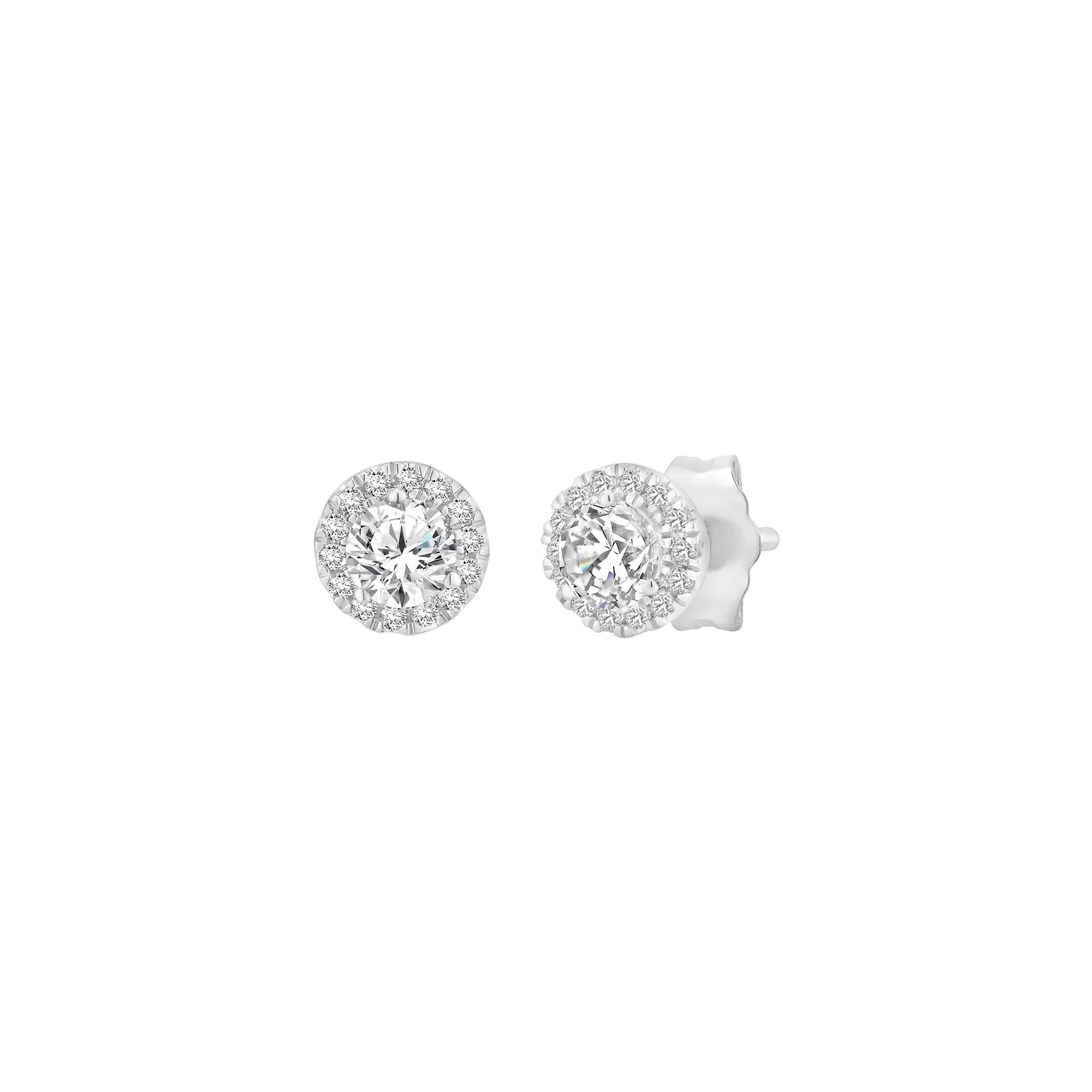 1/2 CT. Tw. Lab Grown Diamond Halo Stud Earrings 10K White Gold Size 8.00mm