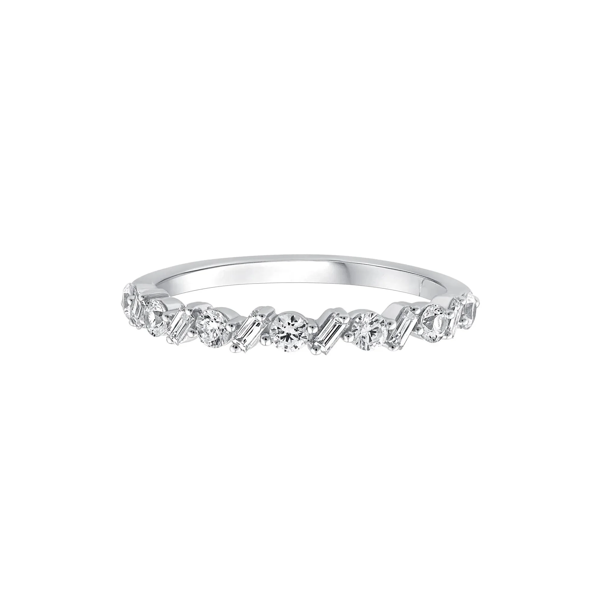 1/2 CT. Tw. Lab Grown Diamond Band Ring 10K White Gold Round Brilliant Cut Size 5 - Image 3