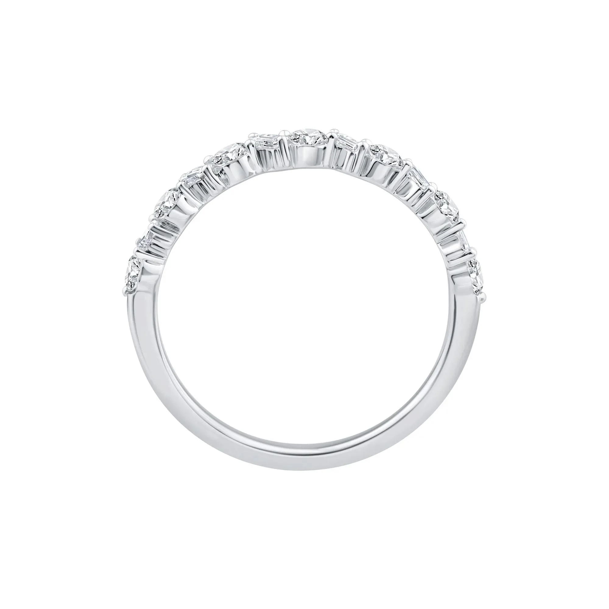 1/2 CT. Tw. Lab Grown Diamond Band Ring 10K White Gold Round Brilliant Cut Size 5.5