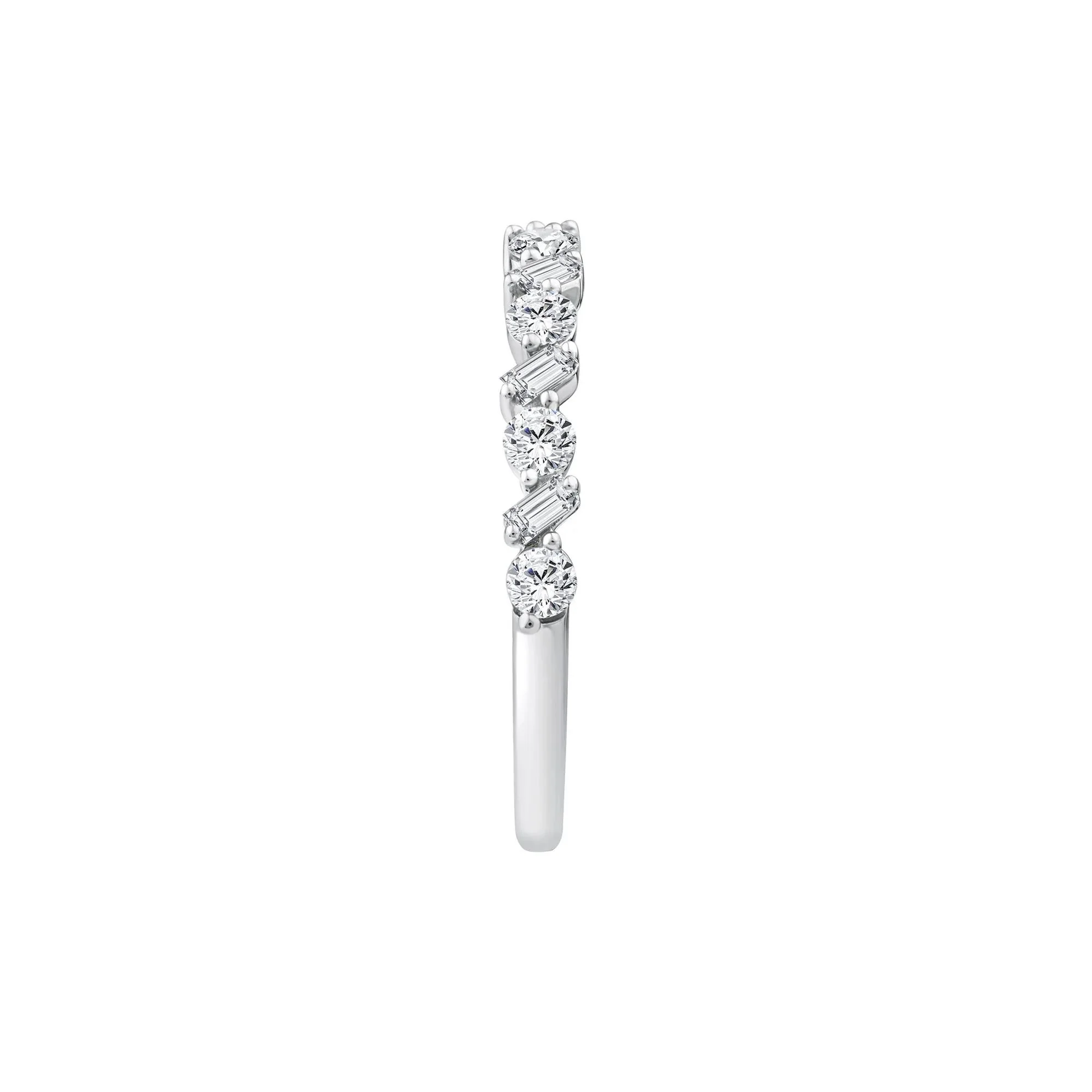 1/2 CT. Tw. Lab Grown Diamond Band Ring 10K White Gold Round Brilliant Cut Size 8 - Image 2