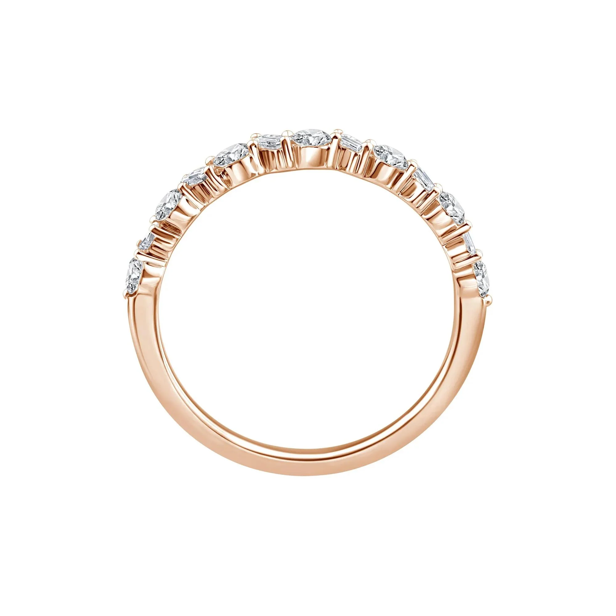 1/2 CT. Tw. Lab Grown Diamond Band Ring 10K Rose Gold Round Brilliant Cut Size 5.5
