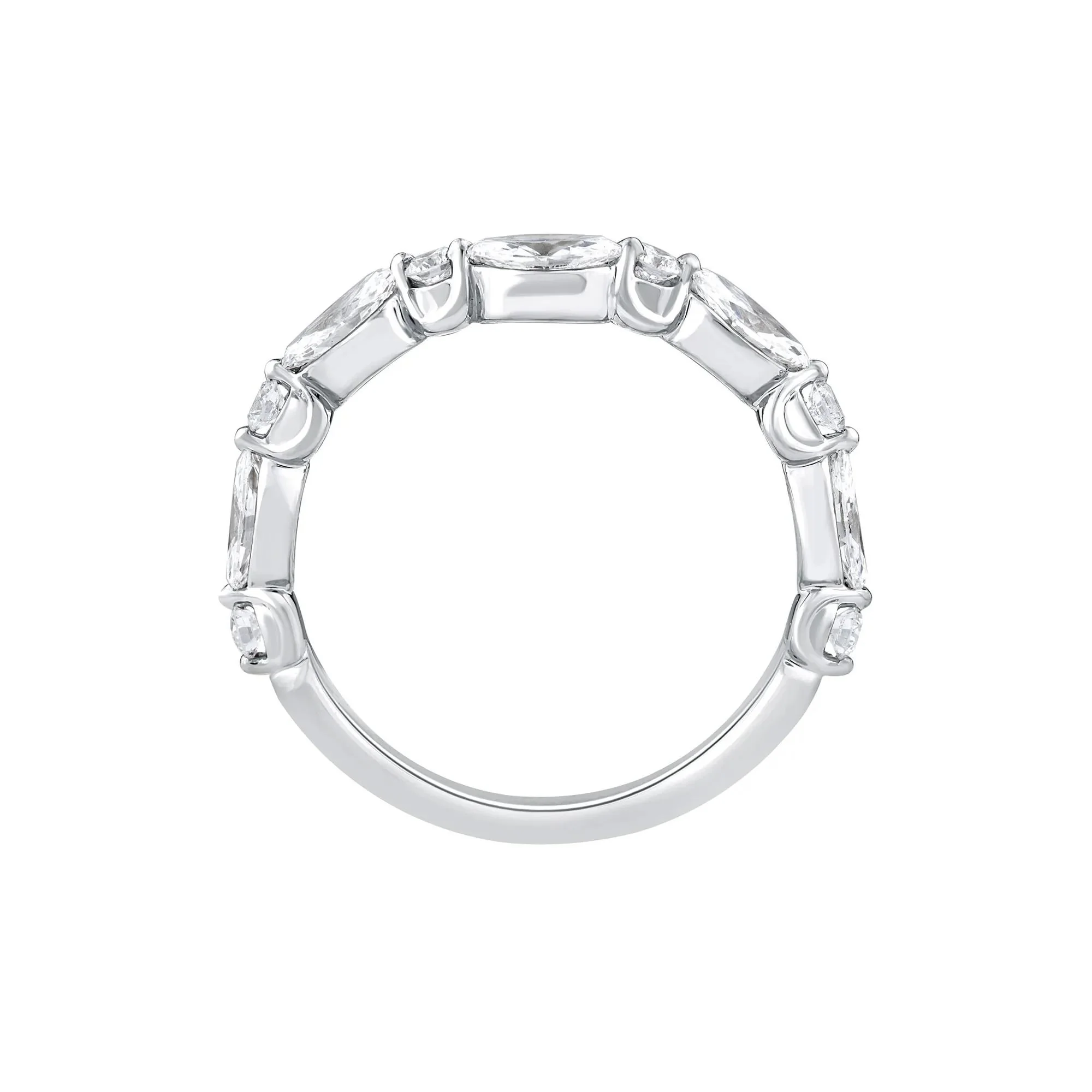 1 CT. Tw. Lab Grown Diamond Contour Band Ring 14K White Gold Round Brilliant Cut Size 6