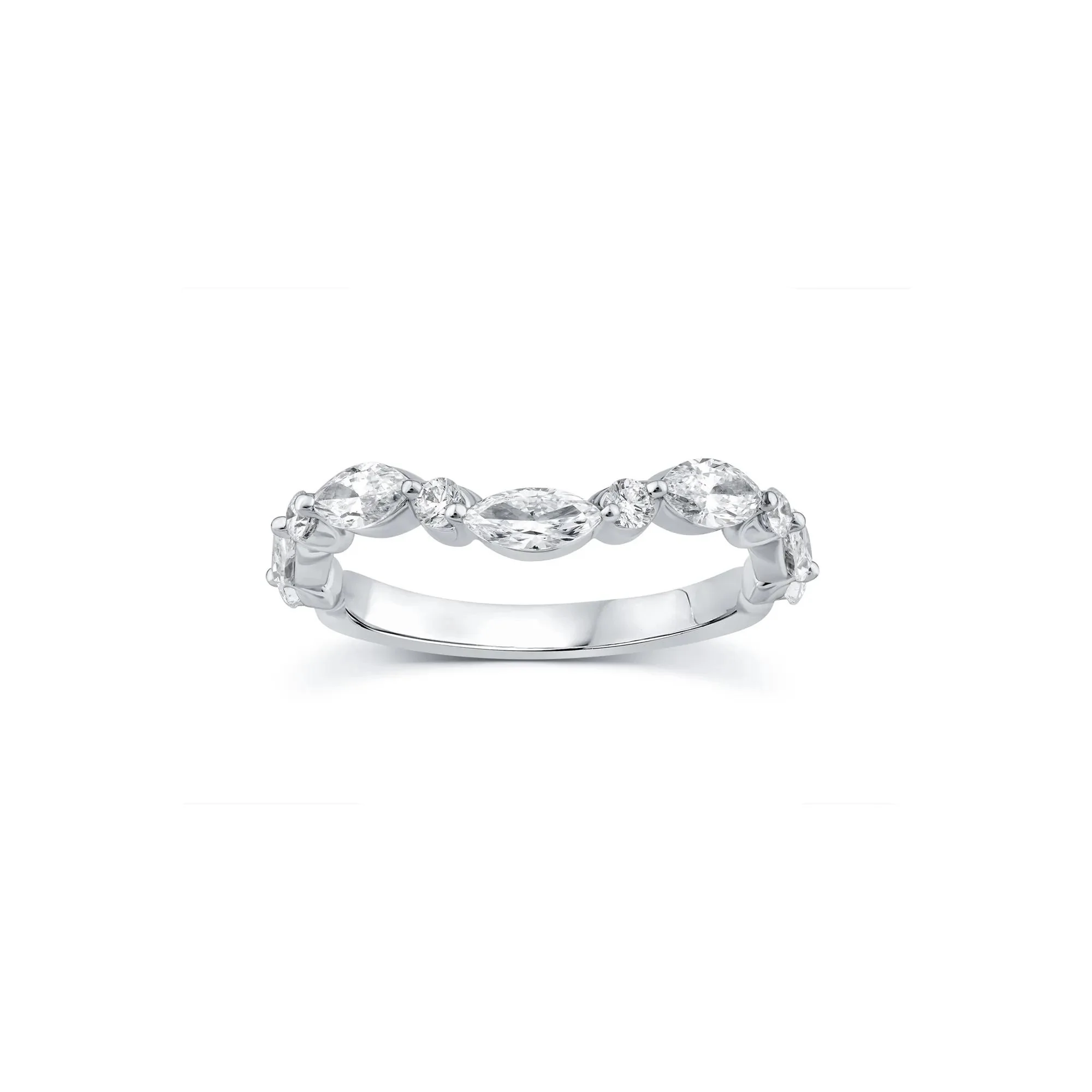 1 CT. Tw. Lab Grown Diamond Contour Band Ring 14K White Gold Round Brilliant Cut Size 6.5 - Image 3