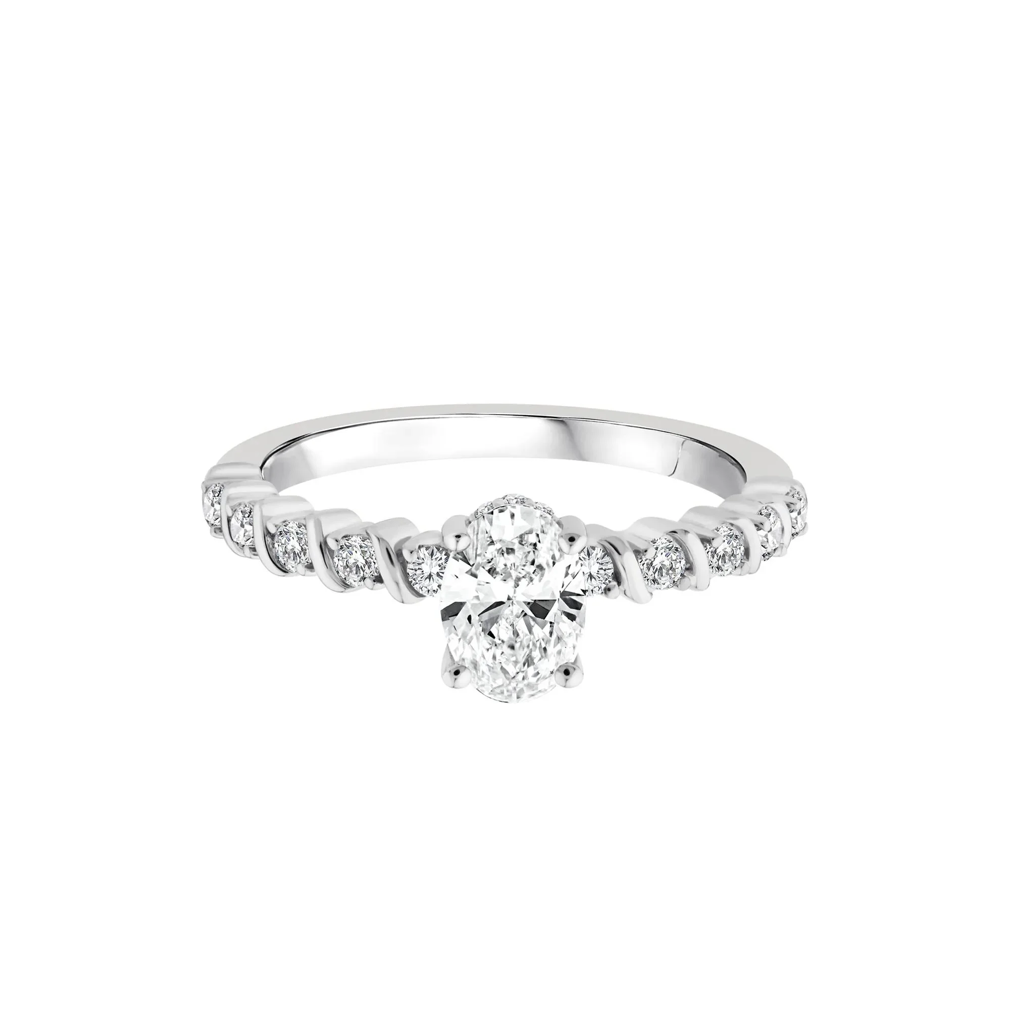 1 CT. Tw. Lab Grown Oval Diamond Engagement Ring 10K White Gold Size 7