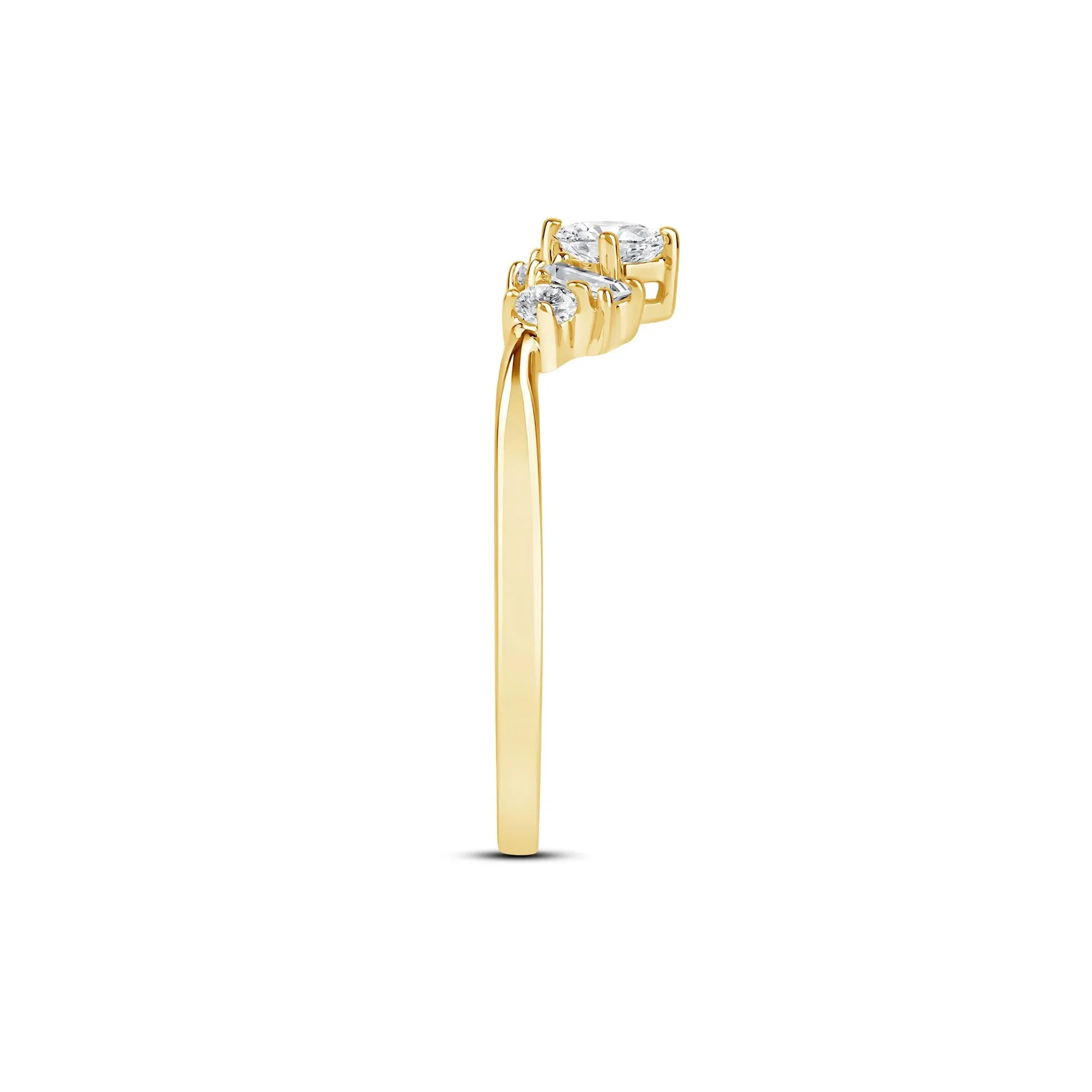 3/8 CT. Tw. Lab Grown Diamond Multi-Shape Contour Ring 14K Gold Round Brilliant Cut Yellow Size 5 2mm - Image 3