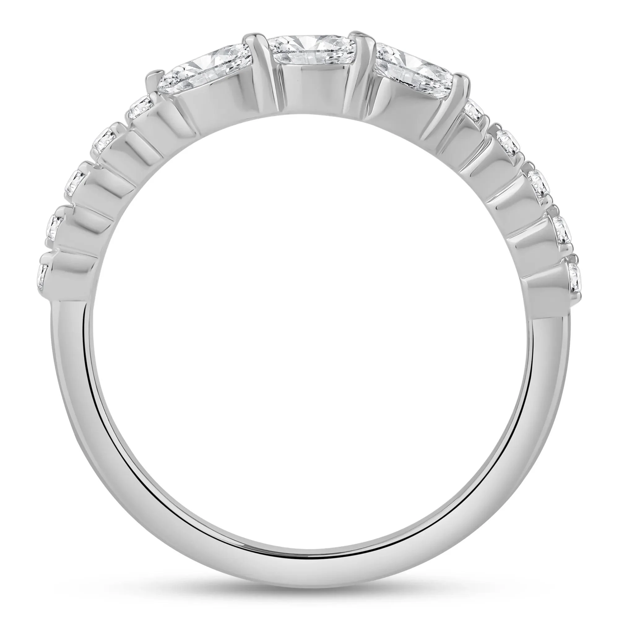 3/8 CT. Tw. Lab Grown Diamond Band Ring 10K White Gold Round Brilliant Cut Size 5.5 2mm - Image 2
