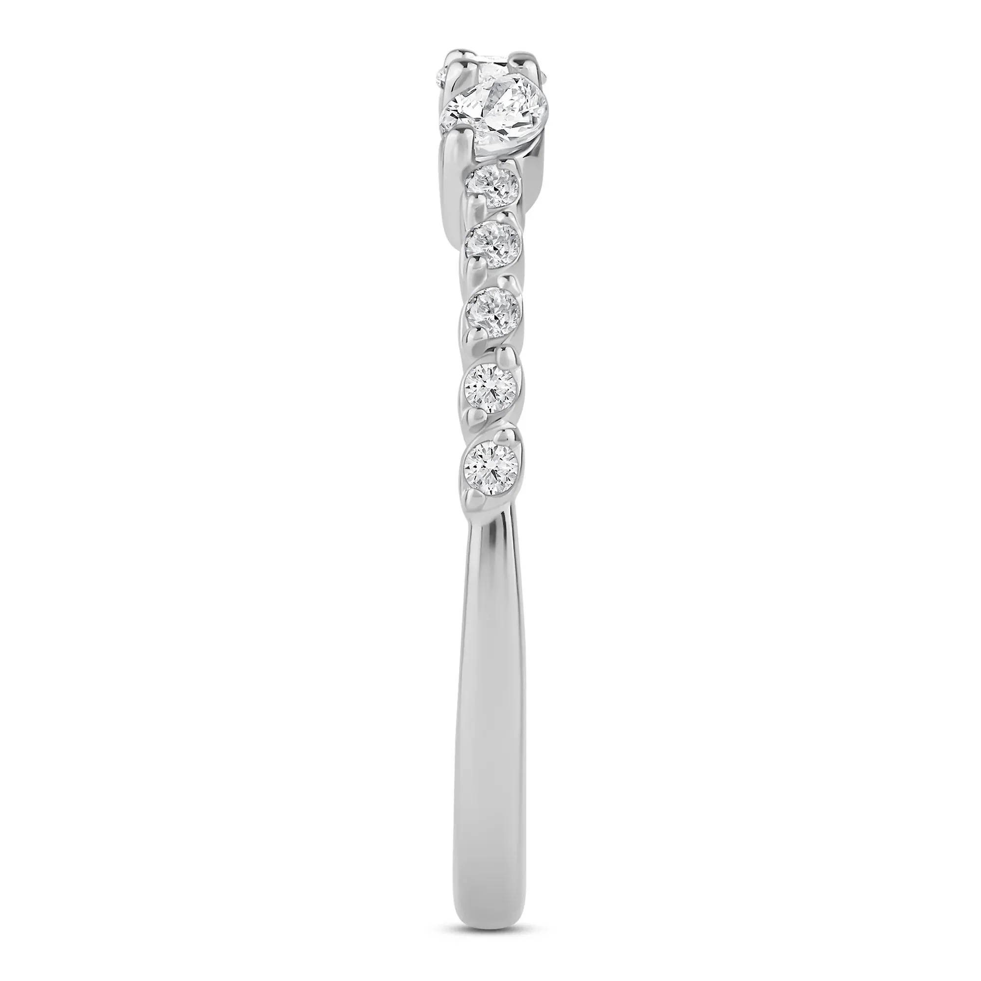3/8 CT. Tw. Lab Grown Diamond Band Ring 10K White Gold Round Brilliant Cut Size 6 2mm - Image 3