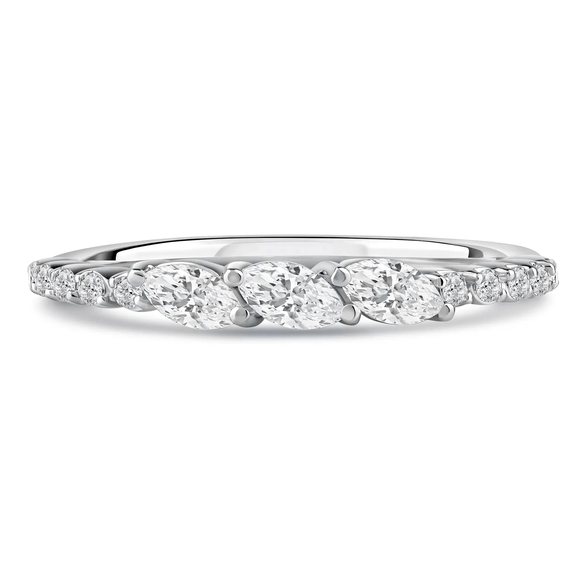 3/8 CT. Tw. Lab Grown Diamond Band Ring 10K White Gold Round Brilliant Cut Size 7 2mm