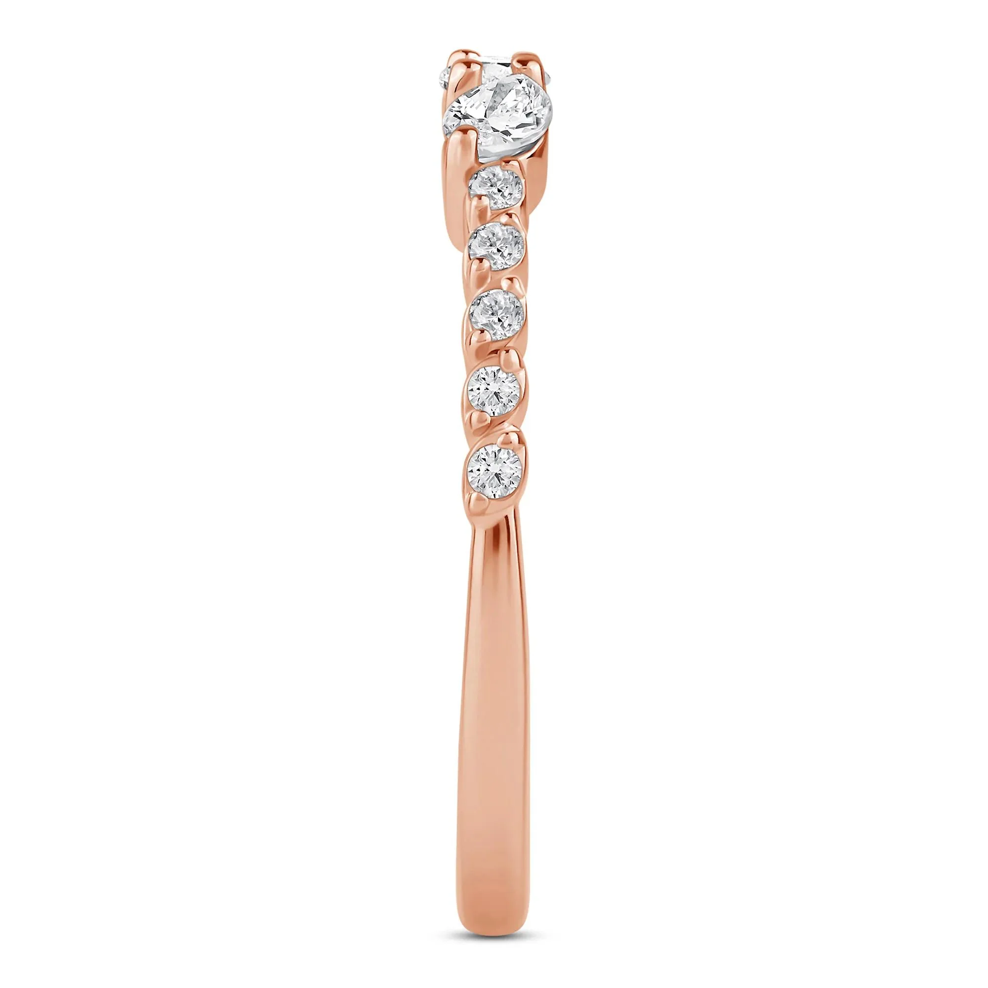 3/8 CT. Tw. Lab Grown Diamond Band Ring 10K Rose Gold Round Brilliant Cut Size 5 2mm - Image 3