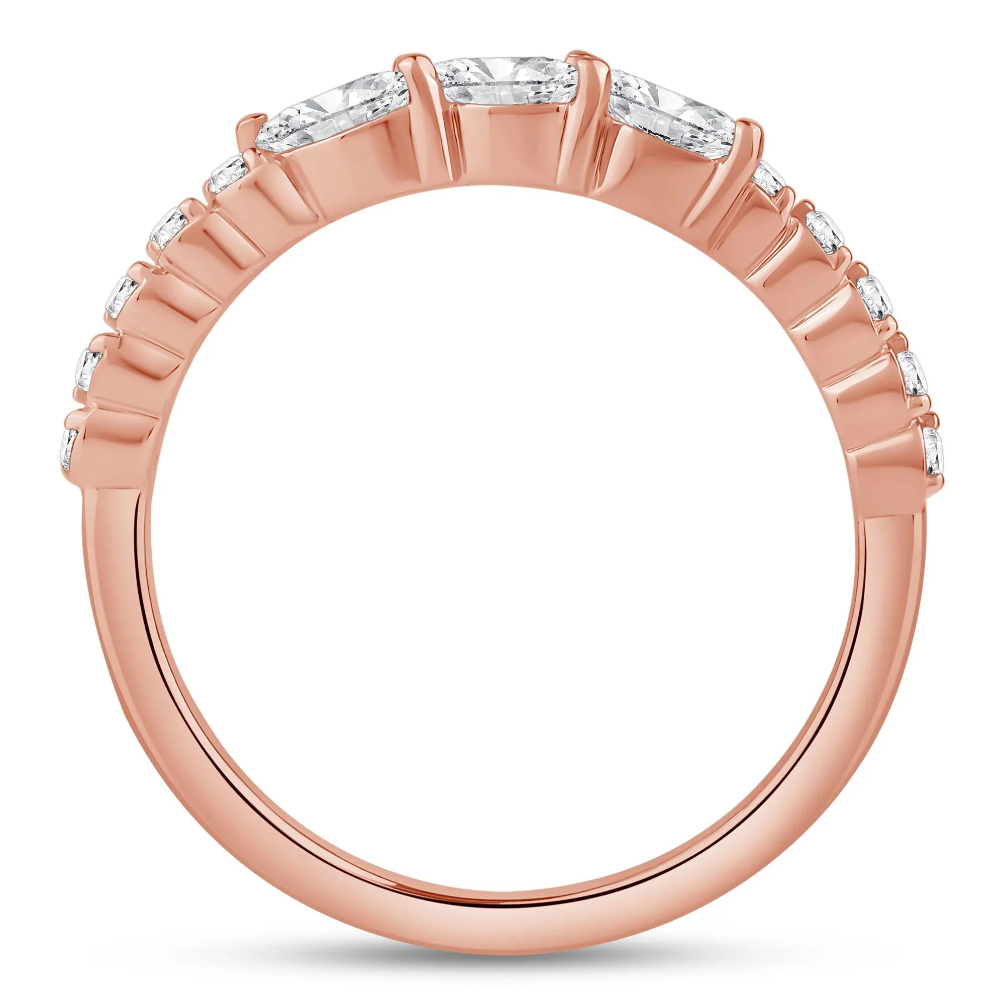 3/8 CT. Tw. Lab Grown Diamond Band Ring 10K Rose Gold Round Brilliant Cut Size 5.5 2mm - Image 2