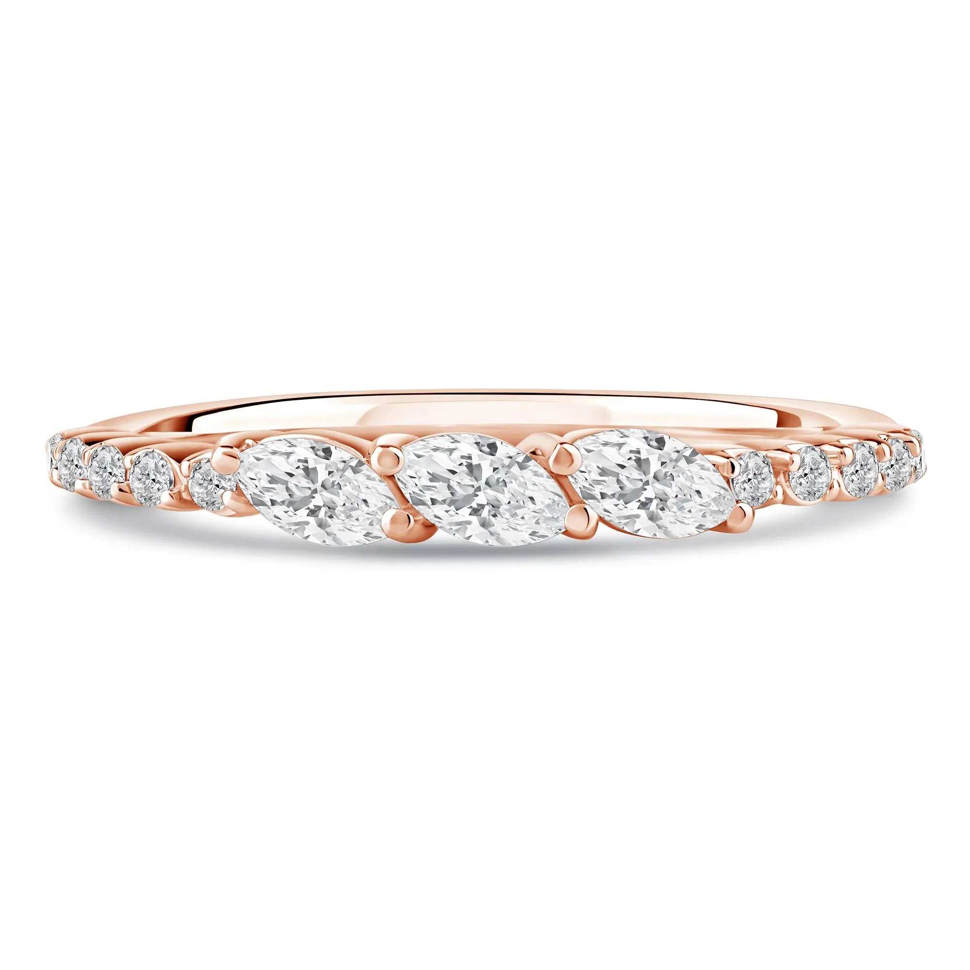 3/8 CT. Tw. Lab Grown Diamond Band Ring 10K Rose Gold Round Brilliant Cut Size 7.5 2mm