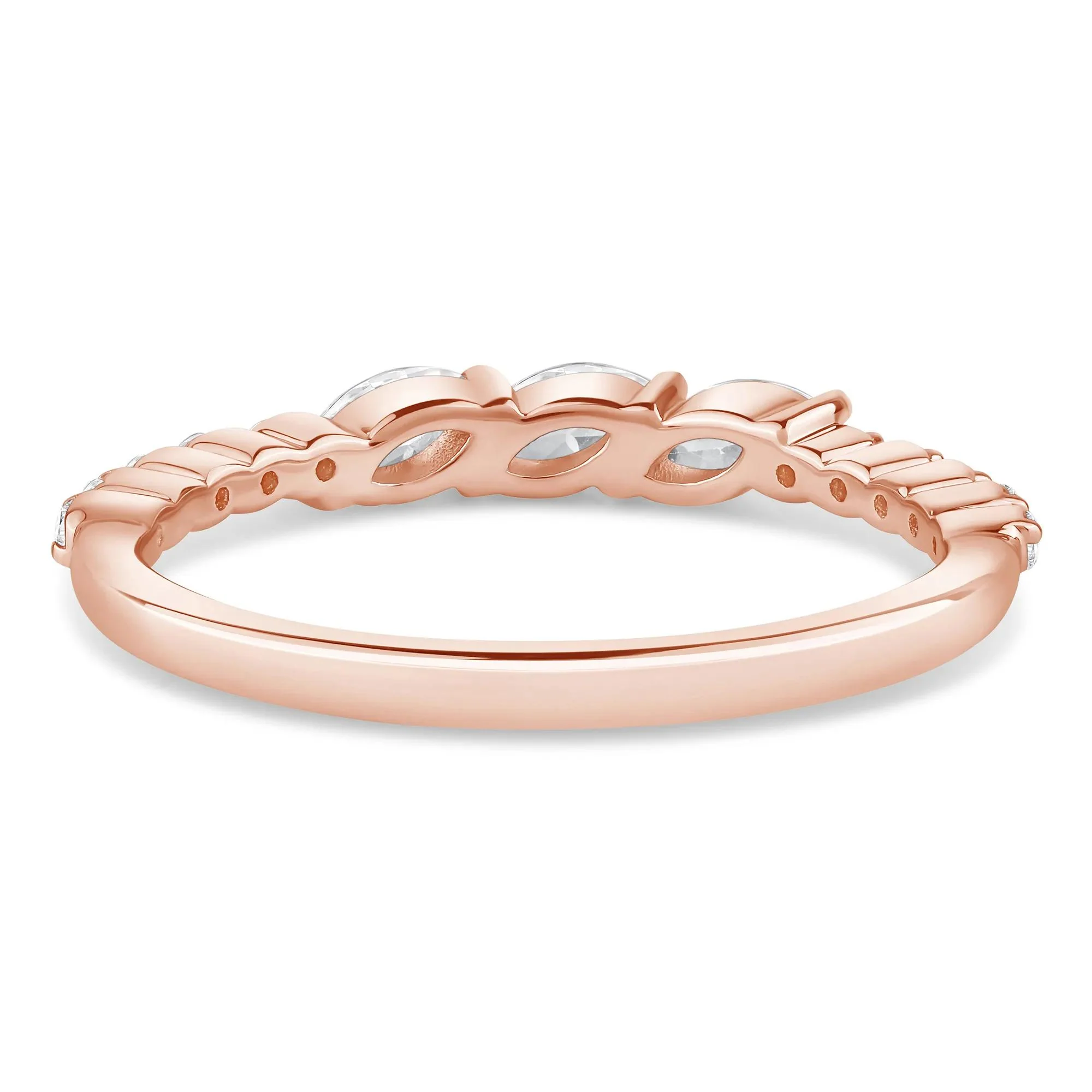3/8 CT. Tw. Lab Grown Diamond Band Ring 10K Rose Gold Round Brilliant Cut Size 7.5 2mm - Image 4