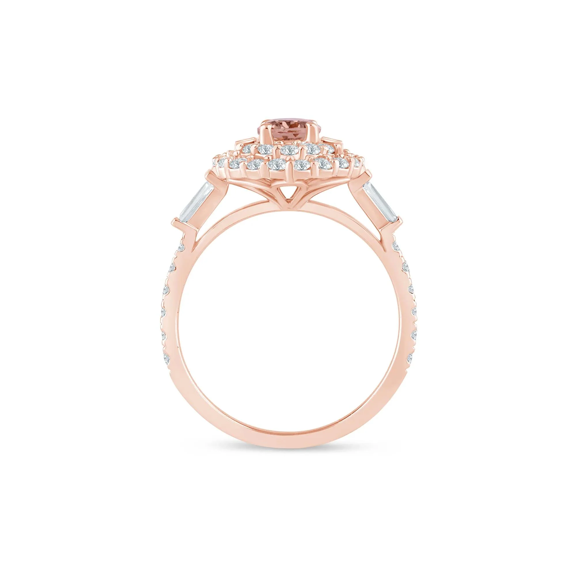 7/8 CT. Tw. Morganite and Diamond Oval Ring 14K Rose Gold Size 7.5 1.5mm - Image 2