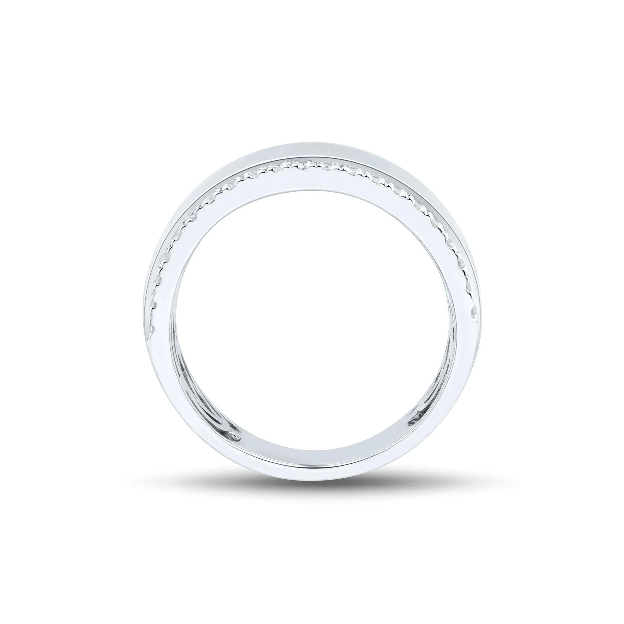 1/3 CT. Tw. Lab Grown Diamond High Polish Band Ring 10K White Gold Round Brilliant Cut Size 8.5 2mm - Image 2