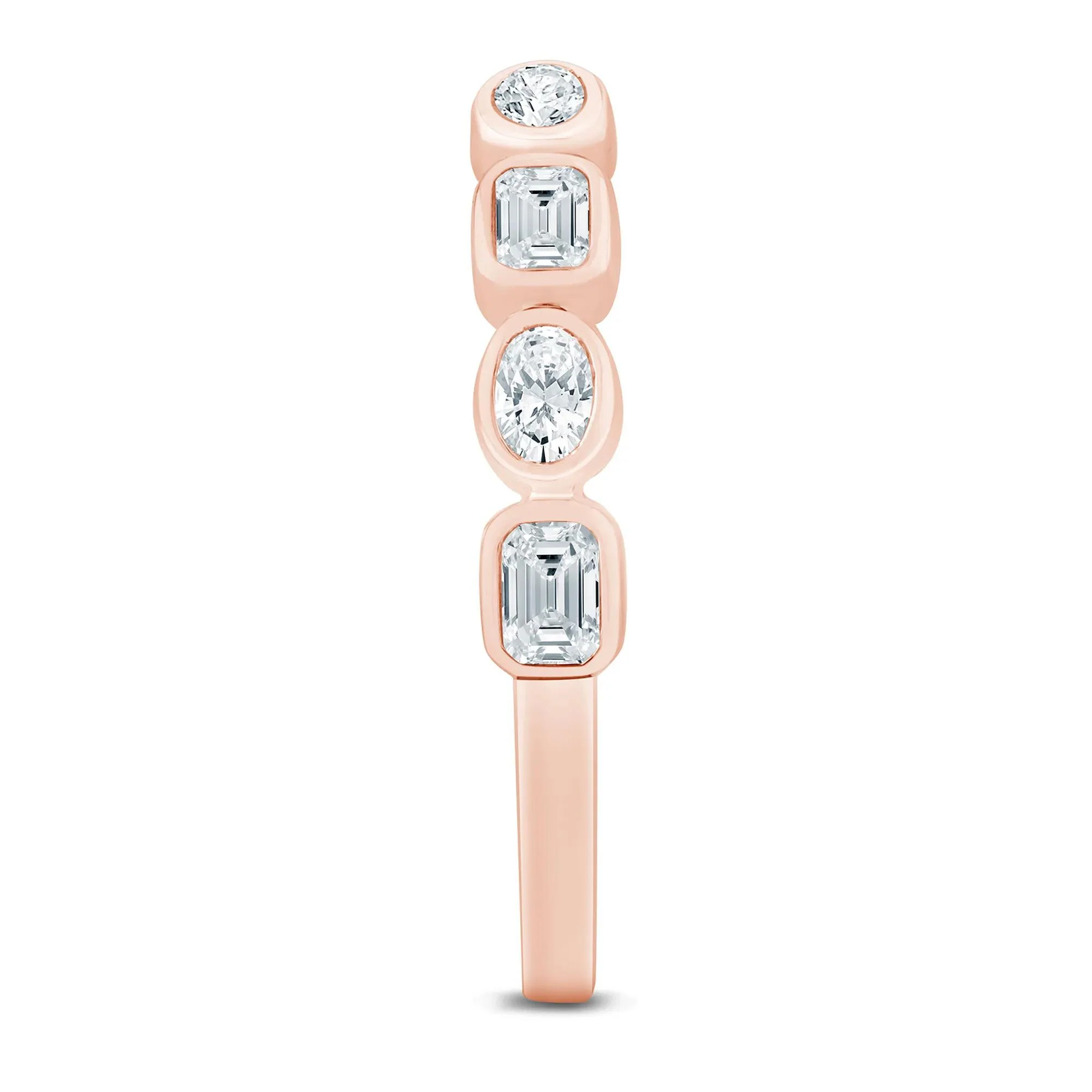5/8 CT. Tw. Lab Grown Diamond Emerald and Oval Open Band Ring 14K Rose Gold Size 6 1mm - Image 3