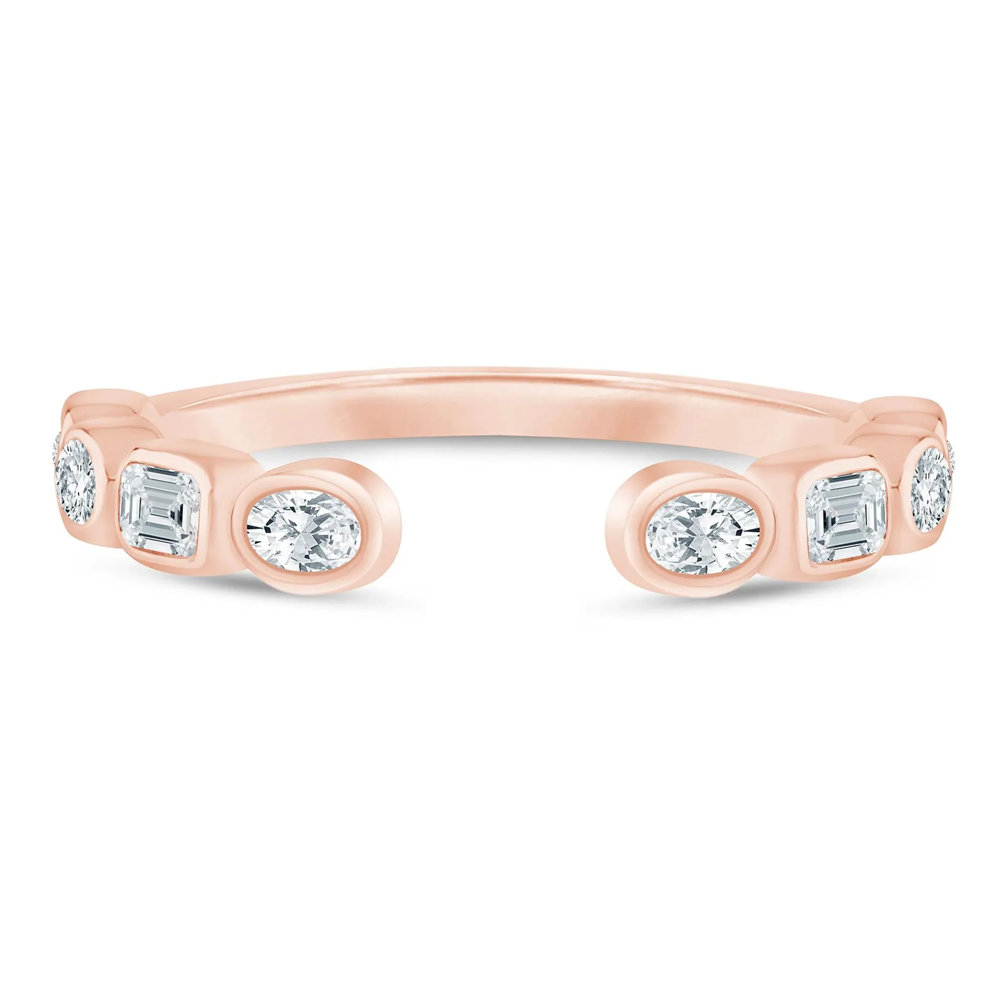 5/8 CT. Tw. Lab Grown Diamond Emerald and Oval Open Band Ring 14K Rose Gold Size 8.5 1mm