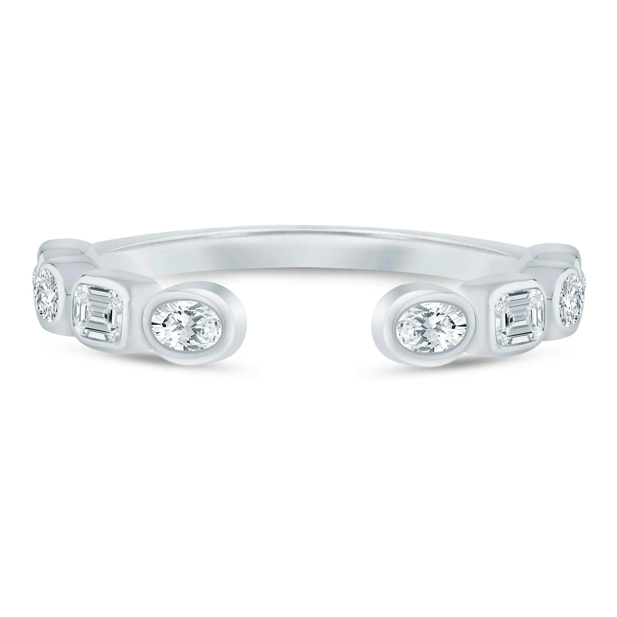 5/8 CT. Tw. Lab Grown Diamond Emerald and Oval Open Band Ring 14K White Gold Size 5 1mm
