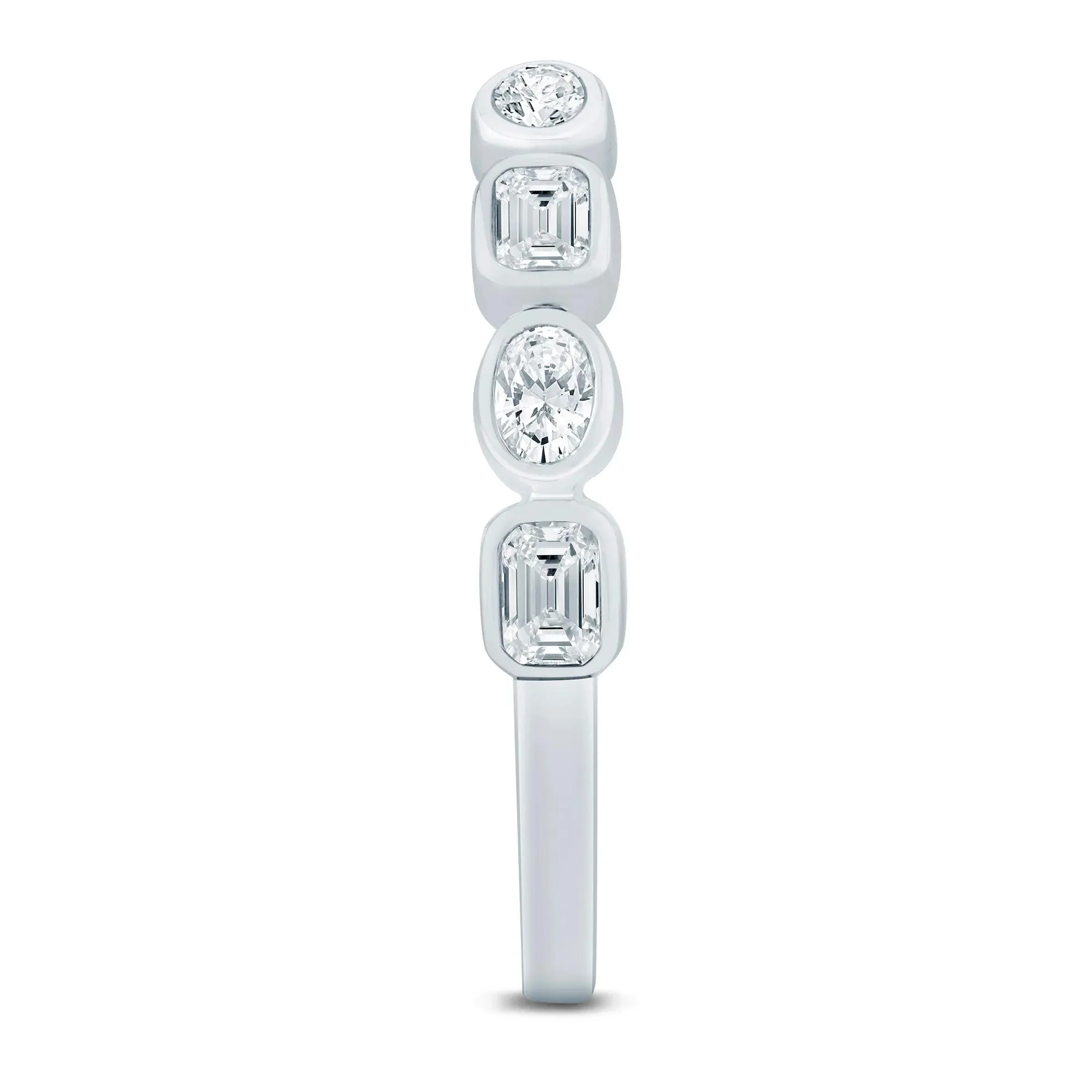5/8 CT. Tw. Lab Grown Diamond Emerald and Oval Open Band Ring 14K White Gold Size 7.5 1mm - Image 3