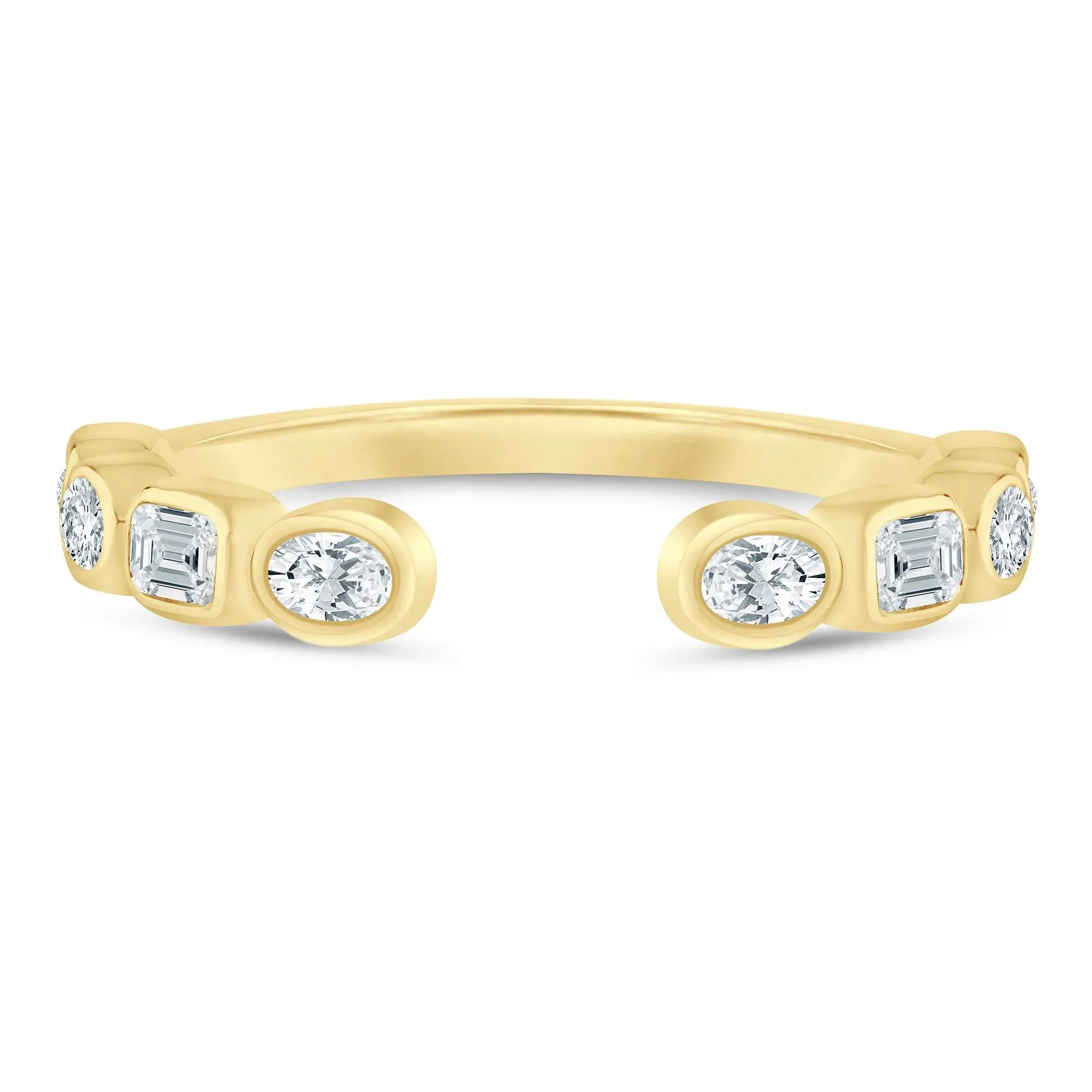 5/8 CT. Tw. Lab Grown Diamond Emerald and Oval Open Band Ring 14K Yellow Gold Size 6 1mm