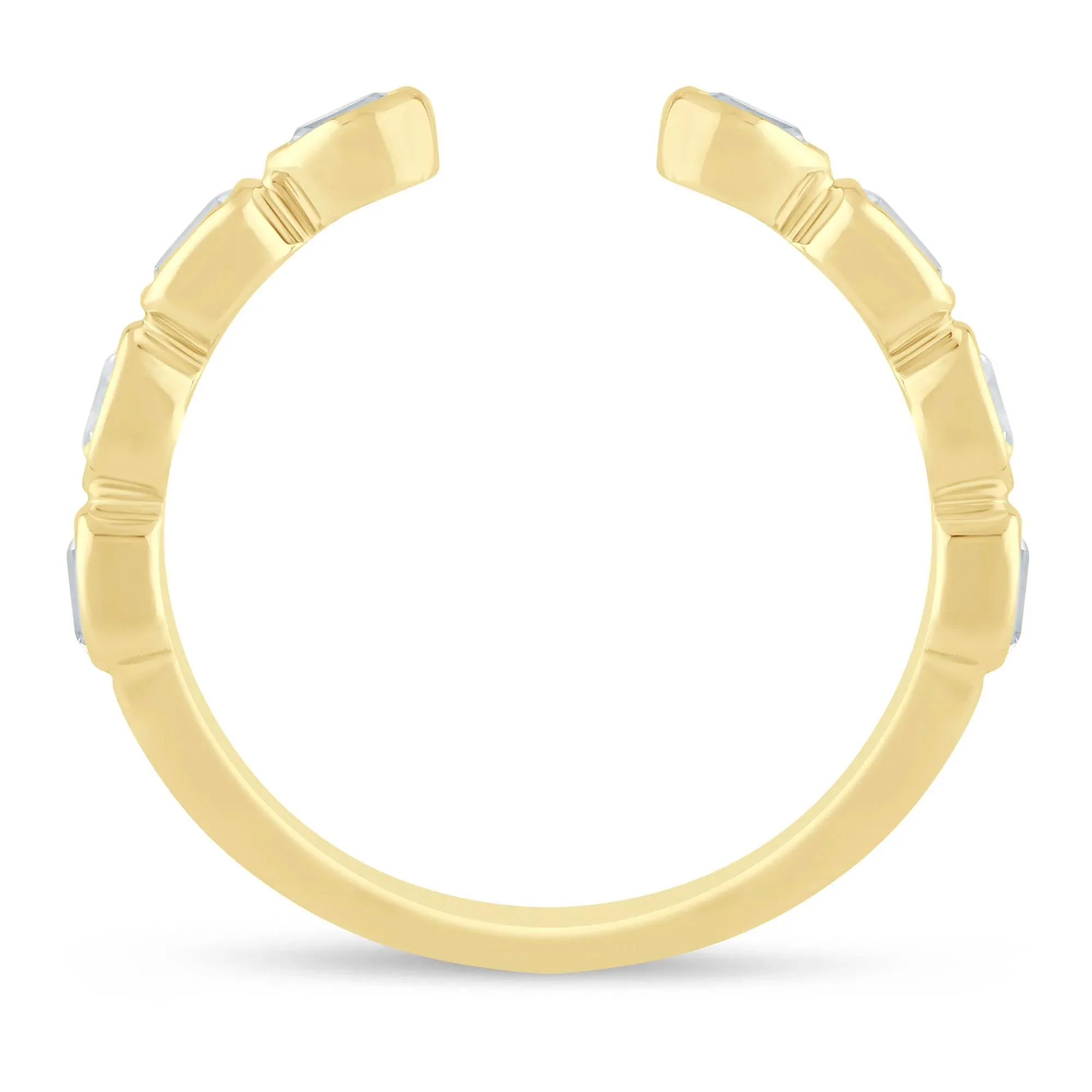 5/8 CT. Tw. Lab Grown Diamond Emerald and Oval Open Band Ring 14K Yellow Gold Size 7 1mm - Image 2