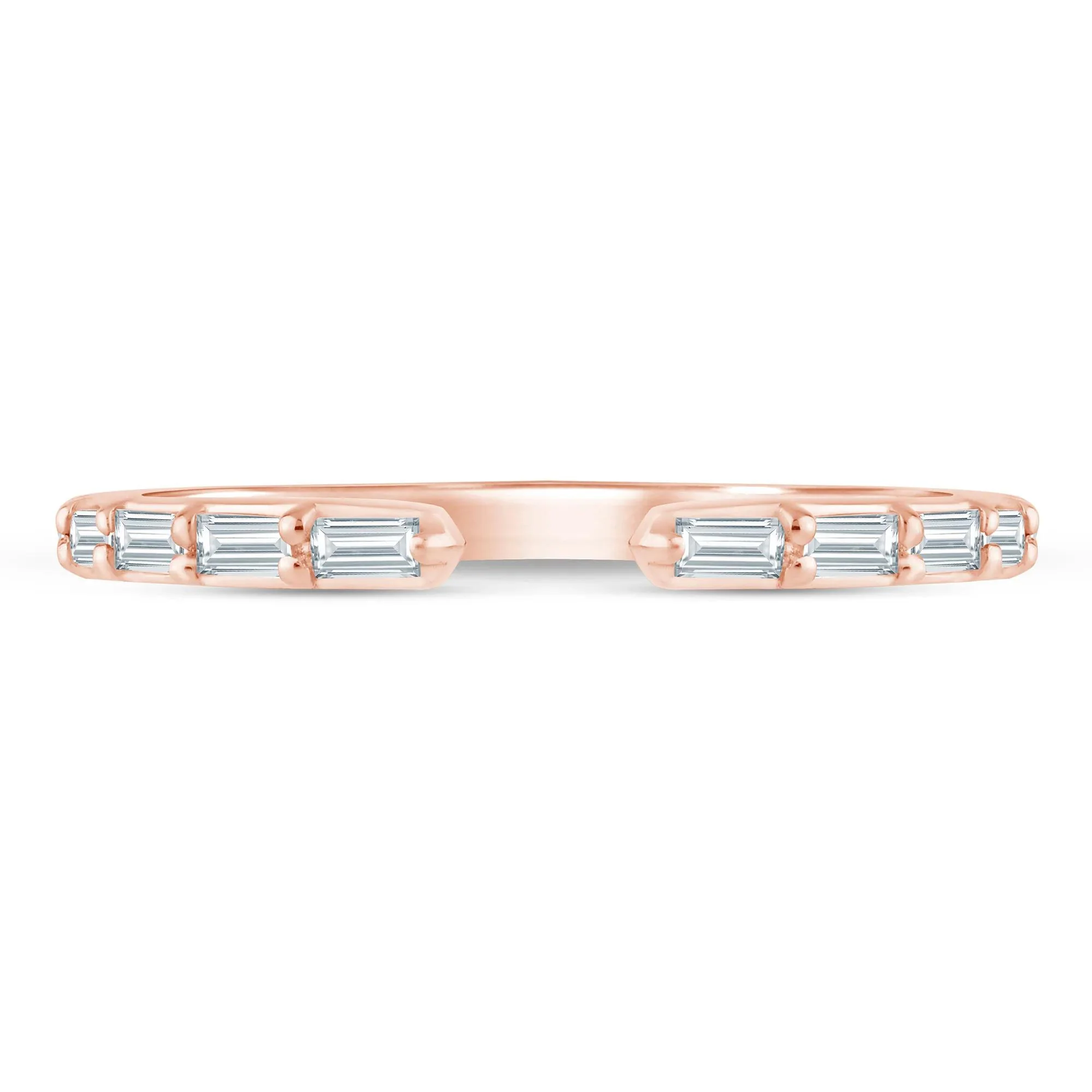 1/5 CT. Tw. Lab Grown Diamond Baguette Open Band Ring 14K Rose Gold Size 5.5 1.5mm