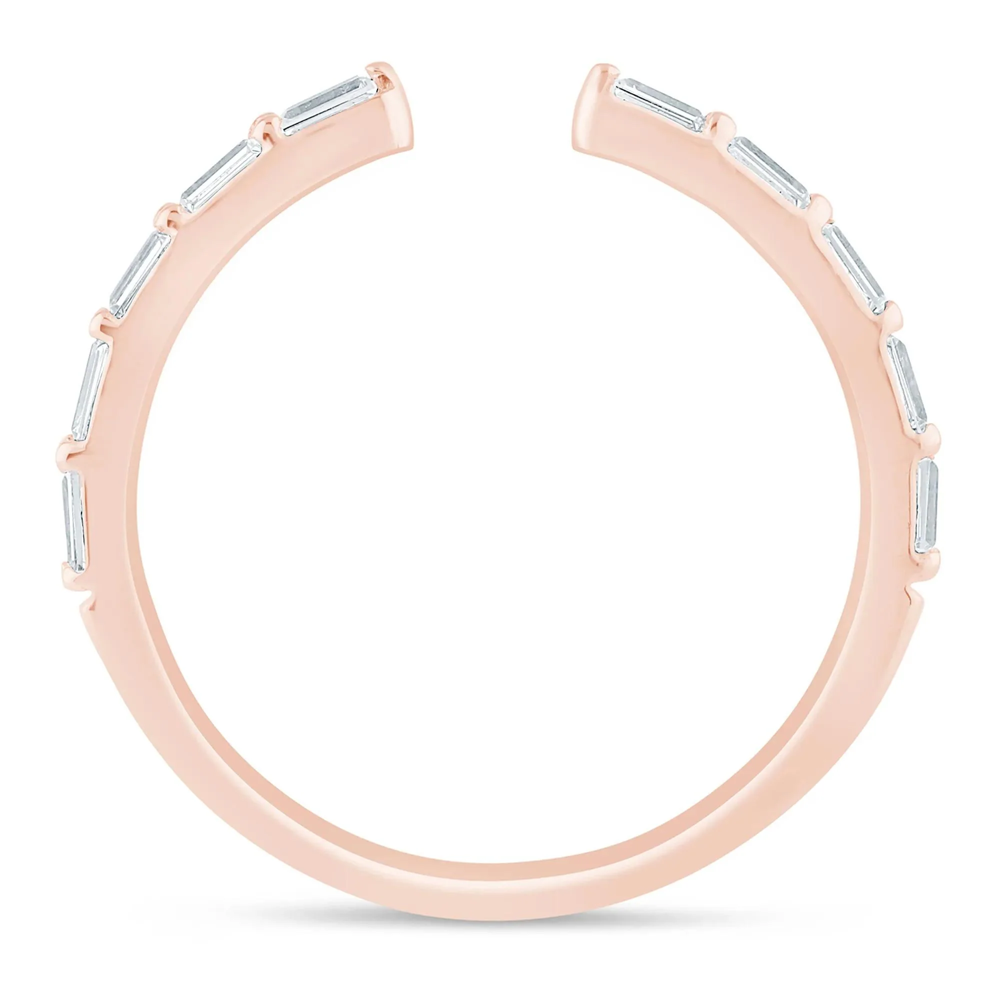 1/5 CT. Tw. Lab Grown Diamond Baguette Open Band Ring 14K Rose Gold Size 8 1.5mm - Image 2